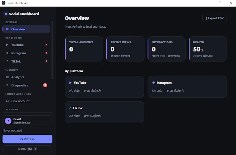 Social Dashboard screenshot 1