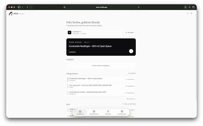 OPUS Studio management for artists screenshot 2