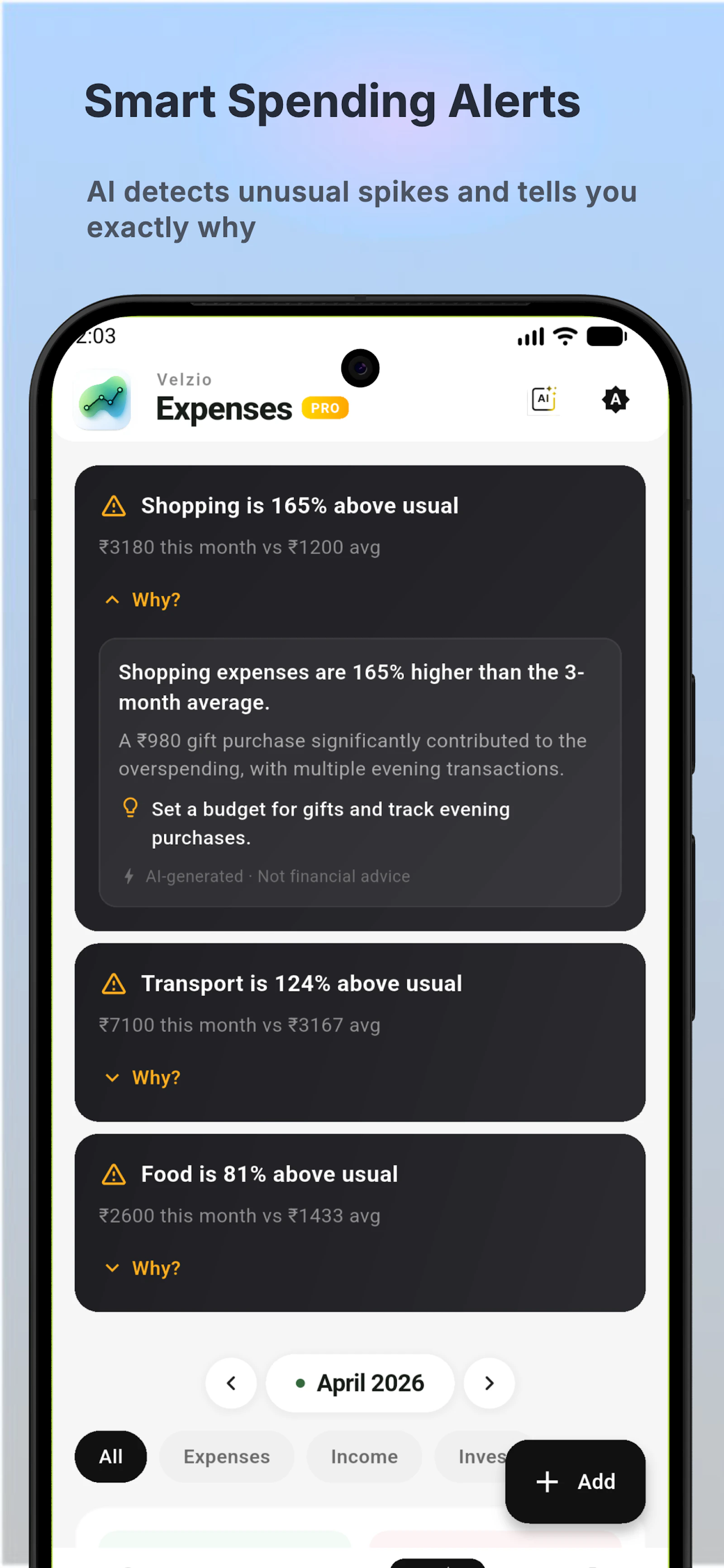 Velzio - AI Expense Tracker screenshot 3