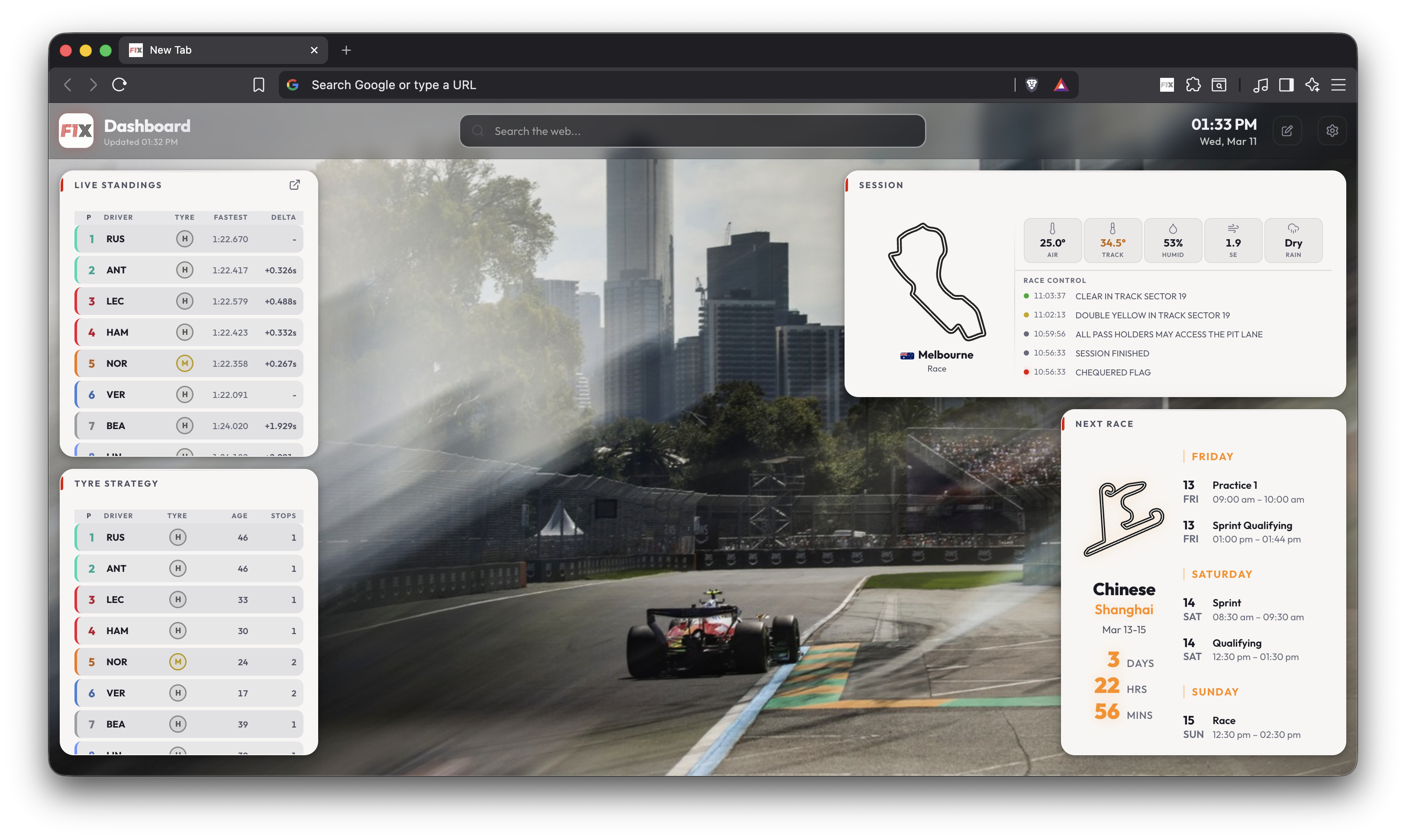 F1X Dashboard - New Tab F1 Tracker gallery image