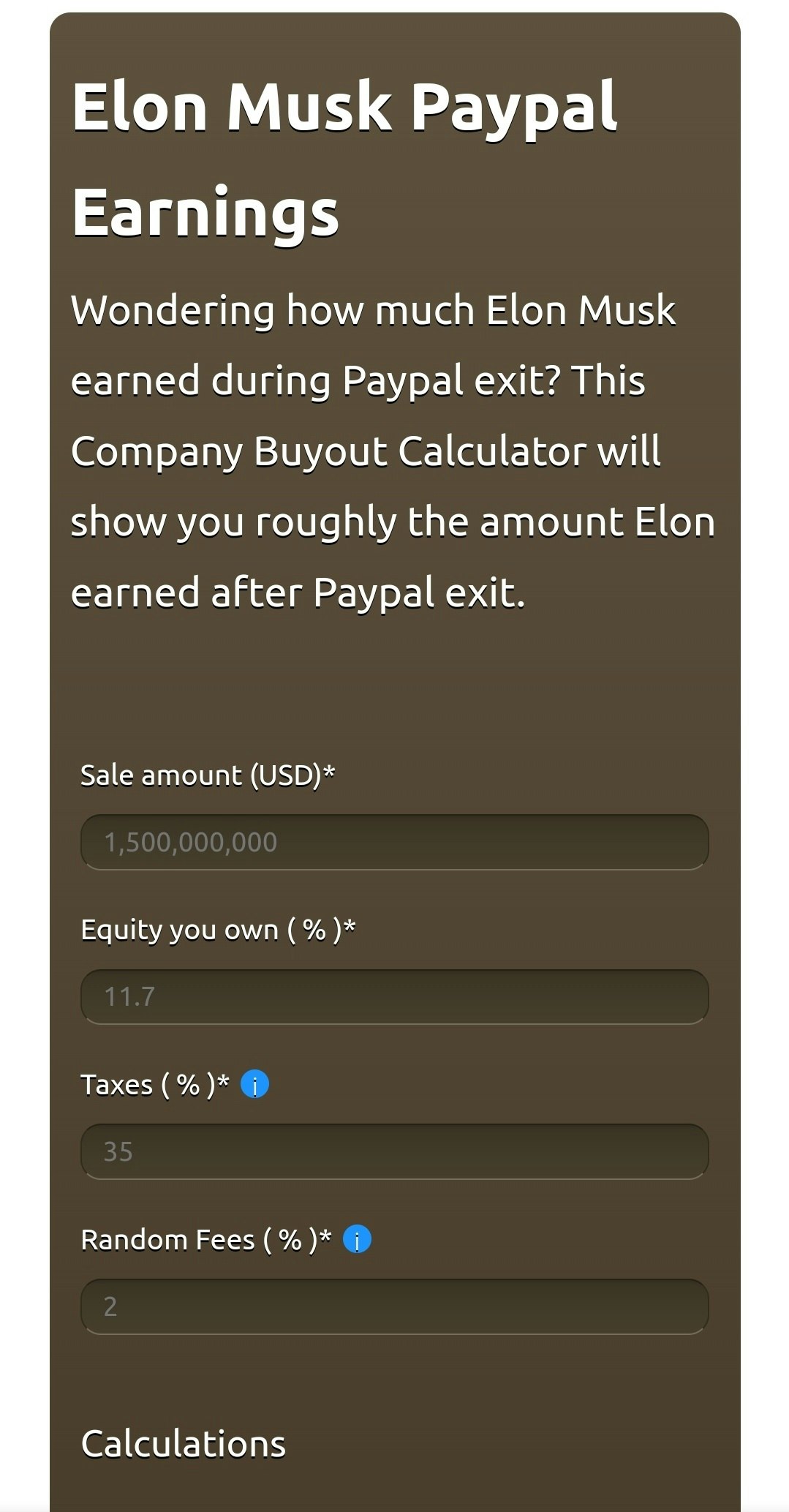 Company Buyout Calculator gallery image