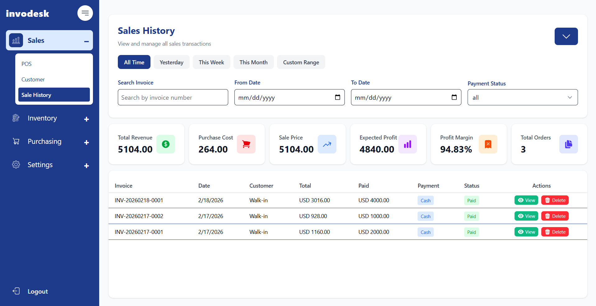 Invodesk - Main product screenshot demonstrating key features and user interface