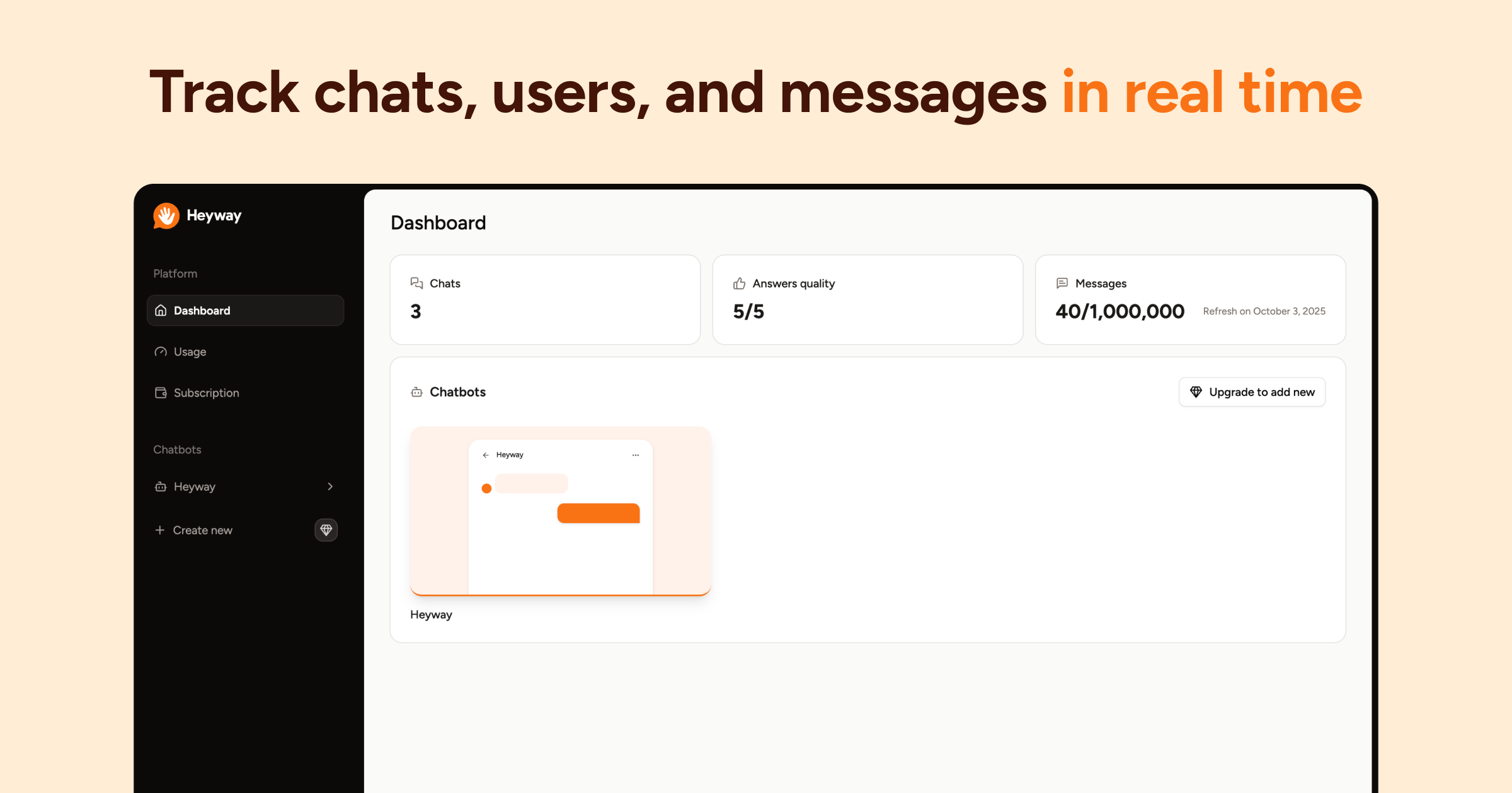 Heyway.chat - AI Chatbots alimentados por su contenido en 1 minuto media 4
