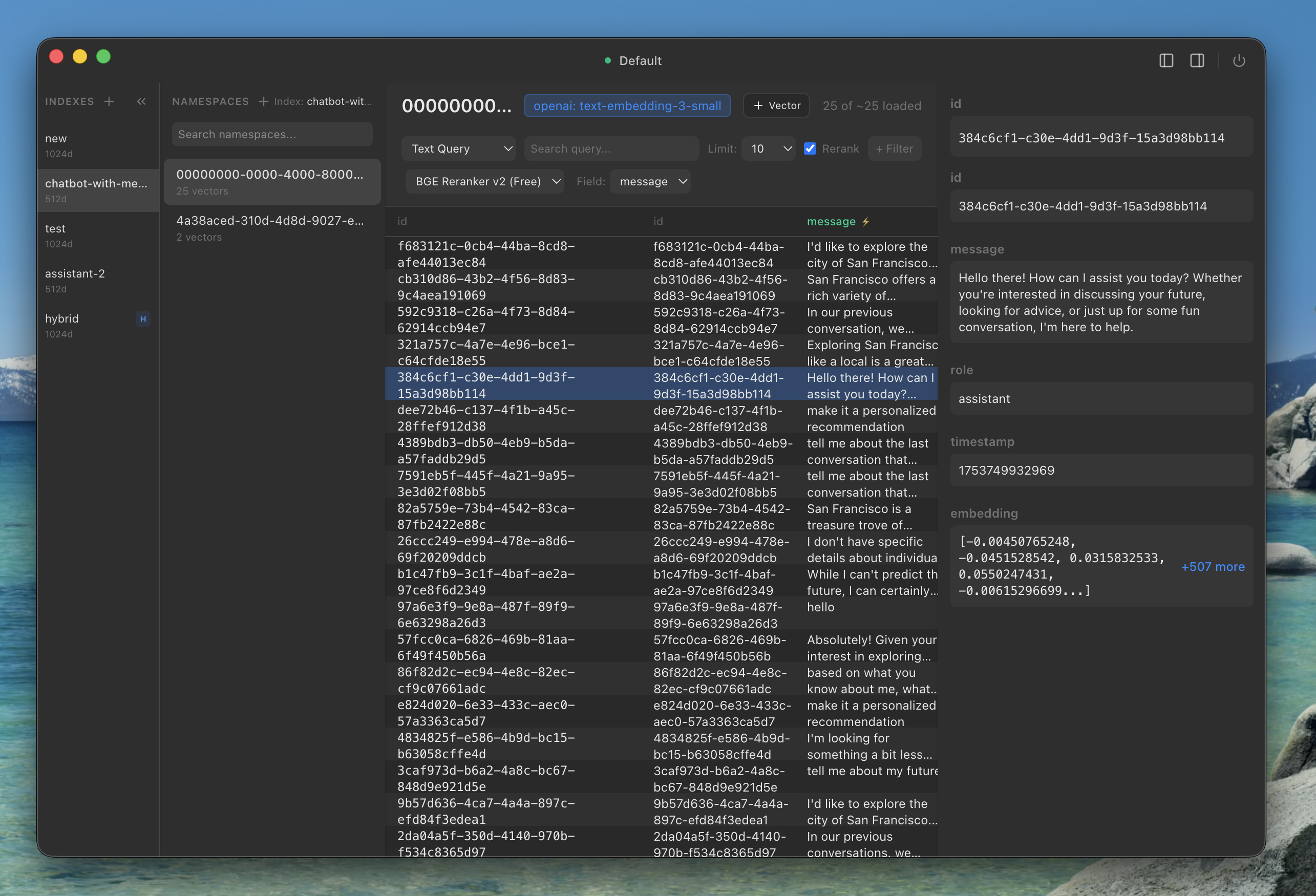 Pinecone Explorer - Main product screenshot demonstrating key features and user interface