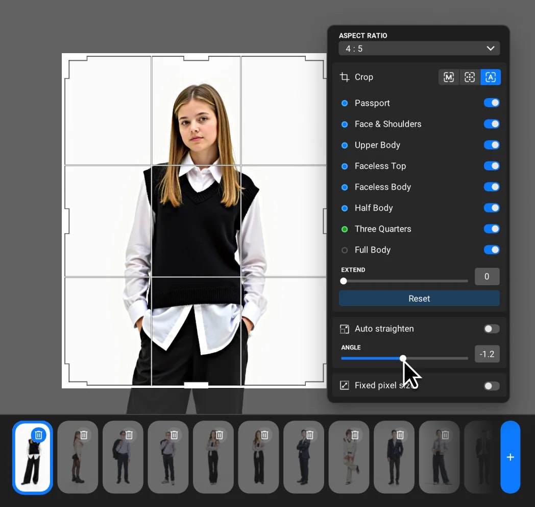 Retouch4me Crop - Main screenshot showing features and interface