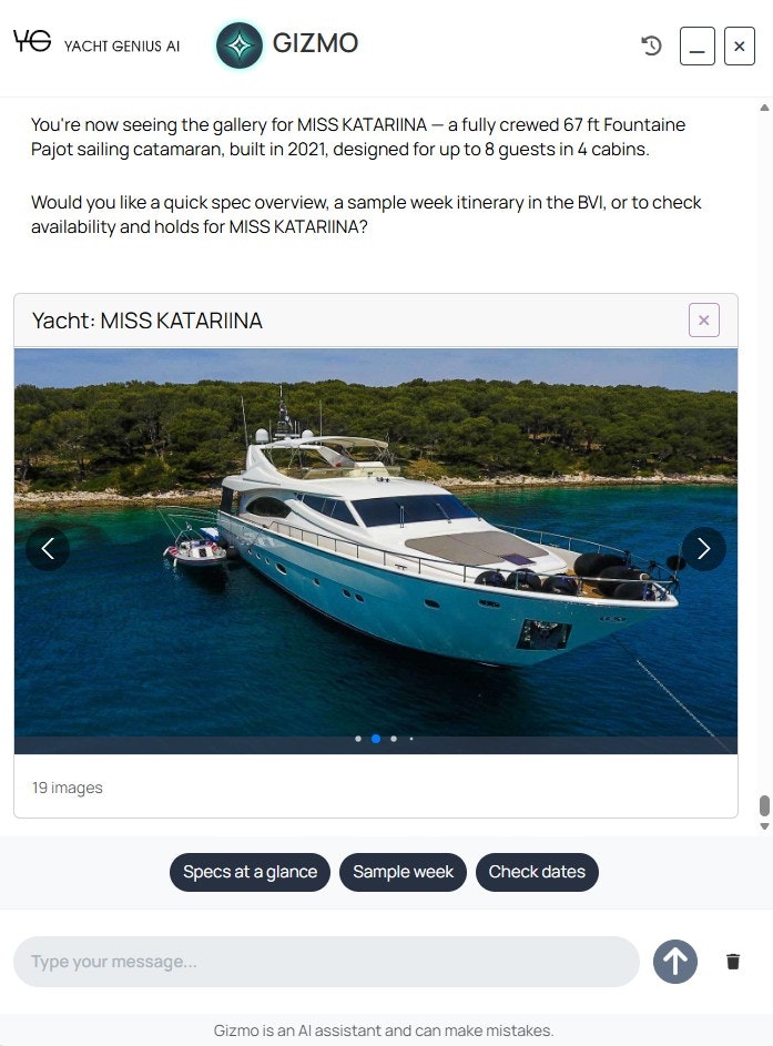 Yacht Genius AI - Main product screenshot demonstrating key features and user interface