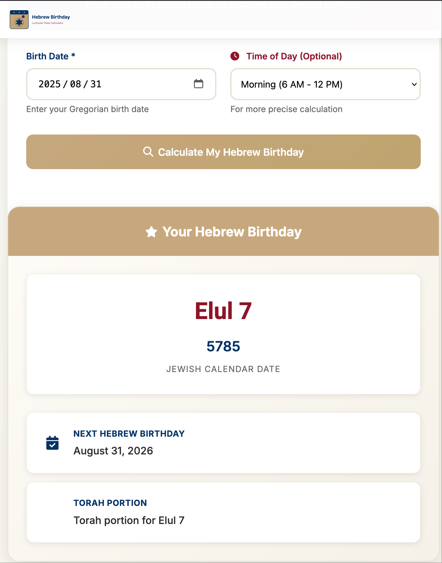 Hebrew Birthday Calculator - Convert your birthday into the Hebrew calendar instantly media 3