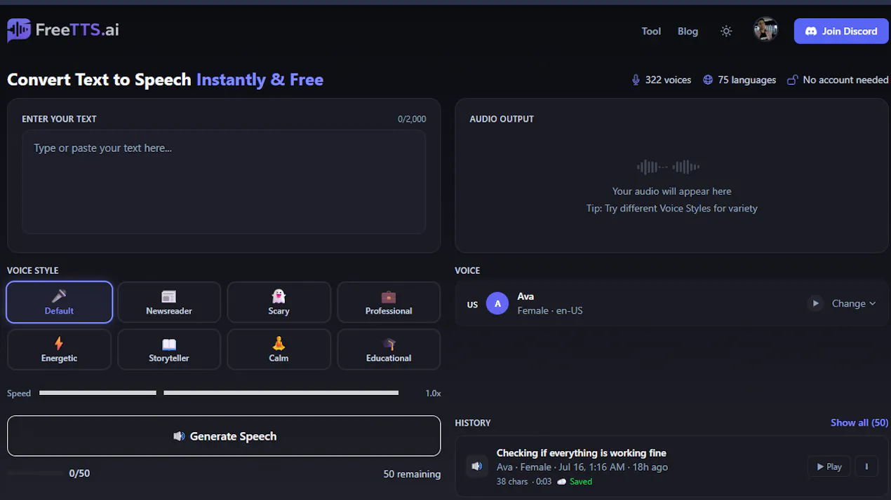 FreeTTS.ai product