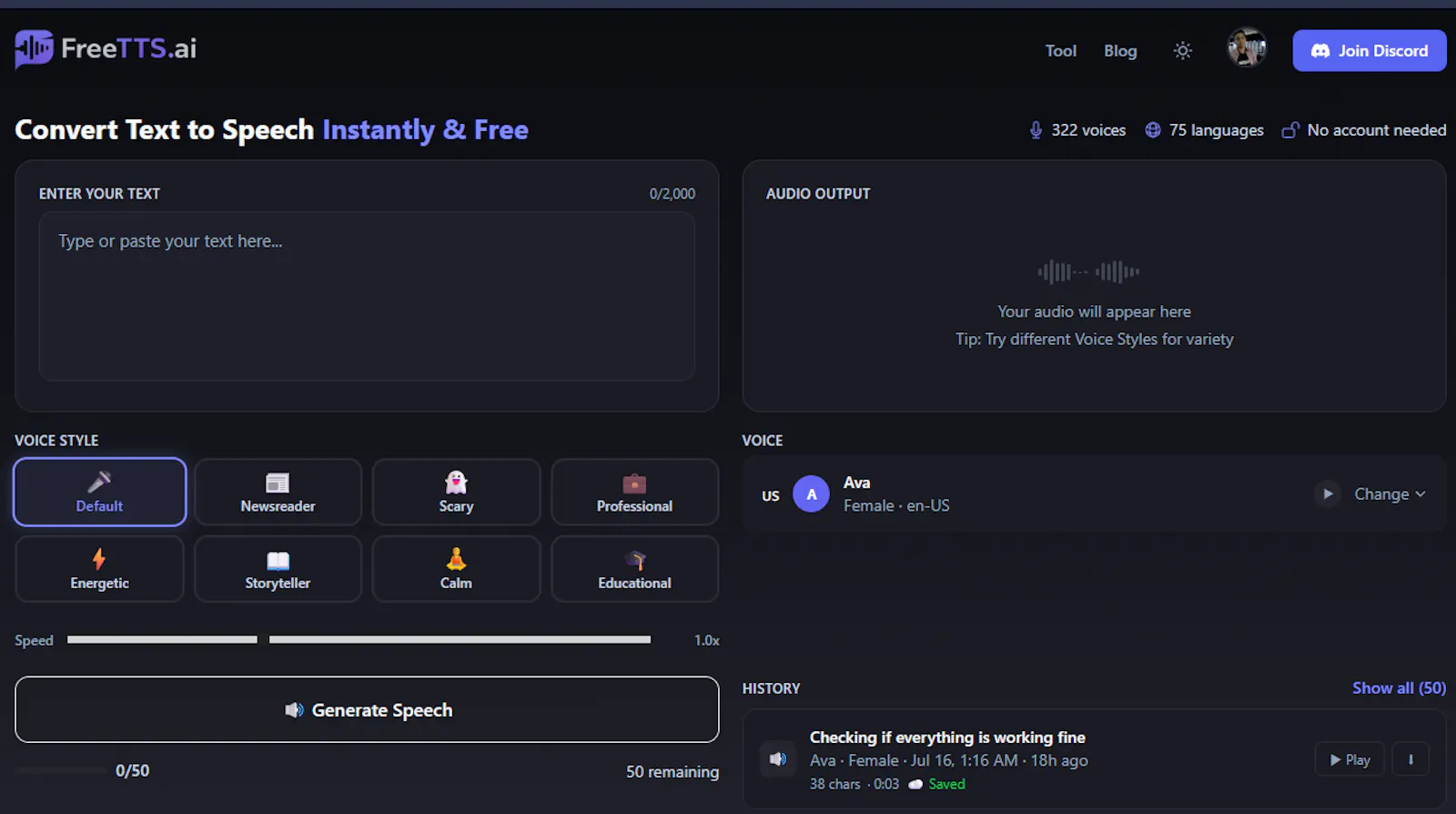 FreeTTS.ai screenshot 1