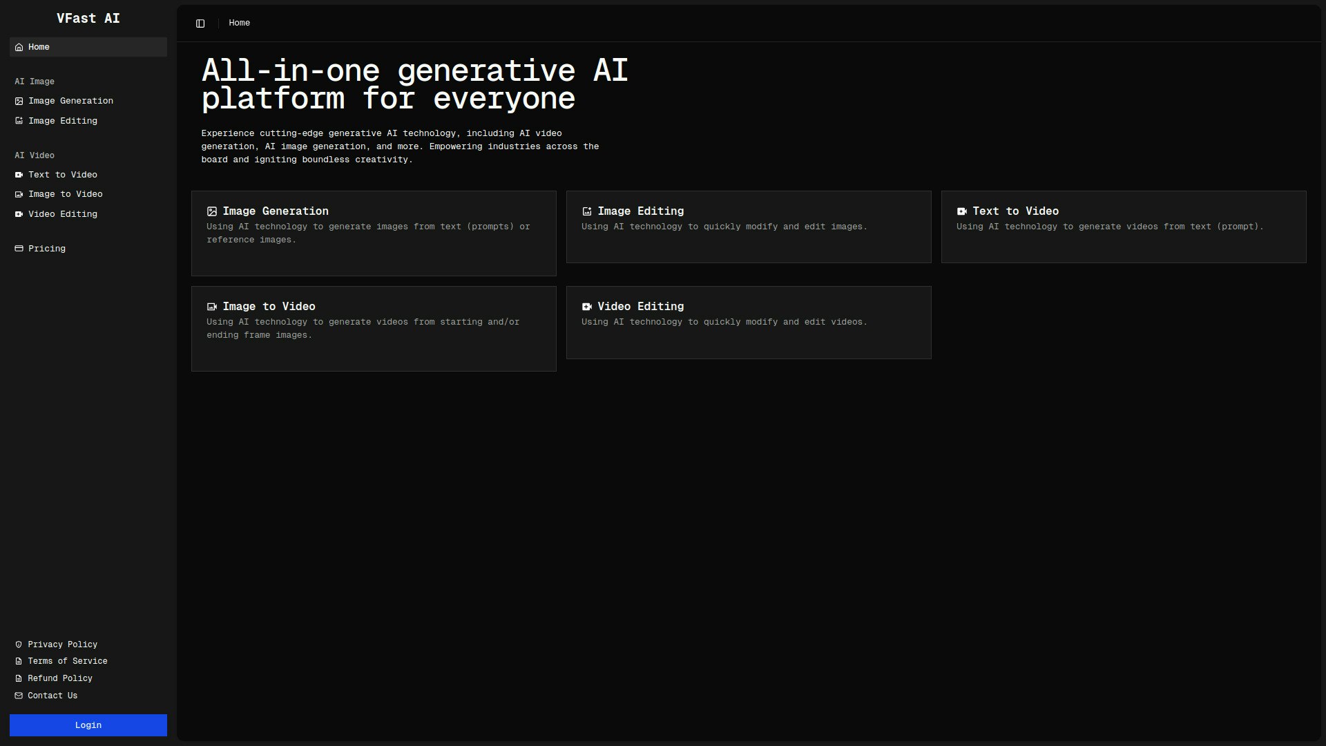VFast AI - Main product screenshot demonstrating key features and user interface