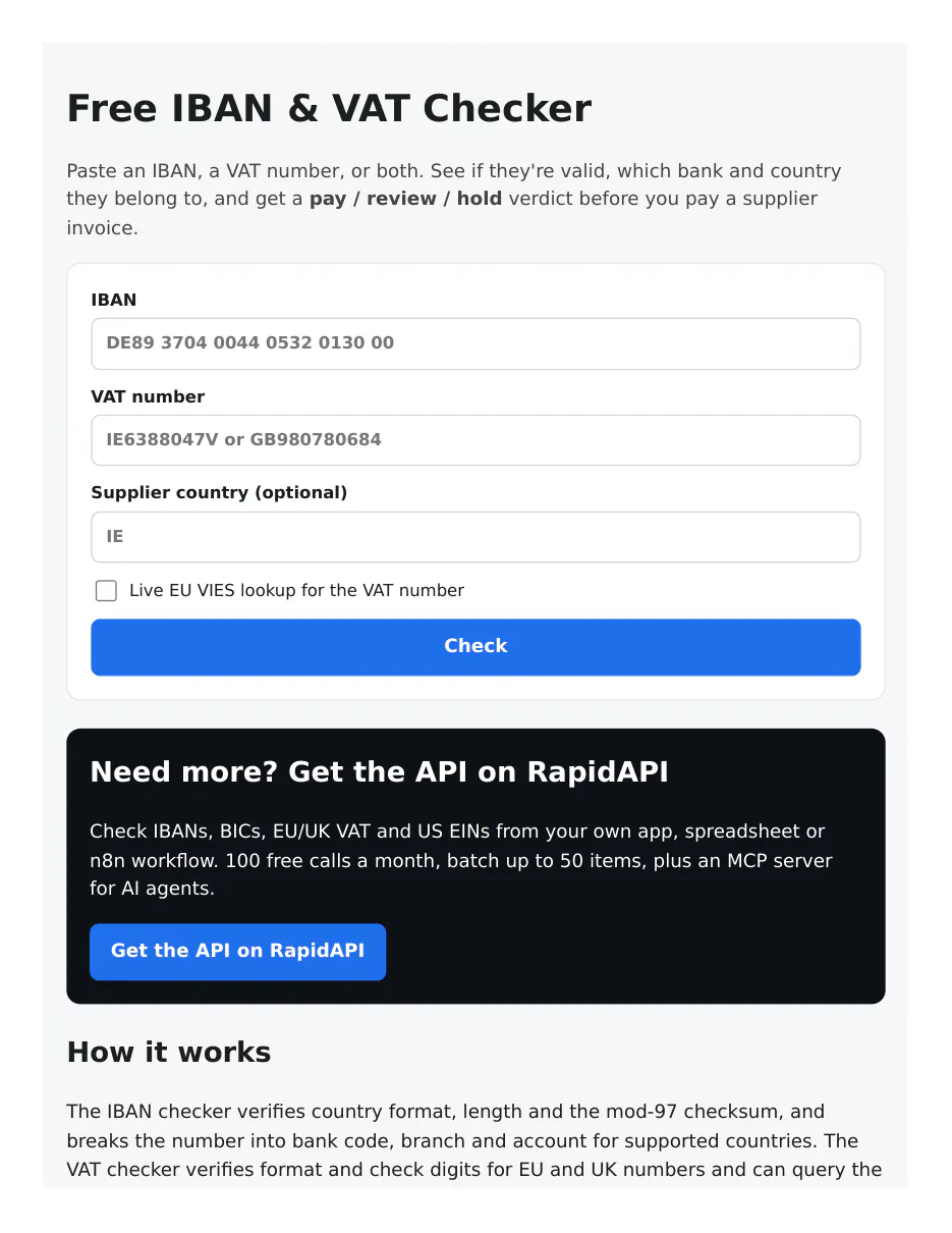 Free IBAN & VAT Checker gallery image