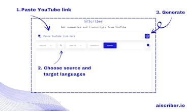 Interface do link do YouTube do Scriber - Cole o link do YouTube para experimentar a inteligência artificial avançada fornecendo resumos concisos em vídeo.