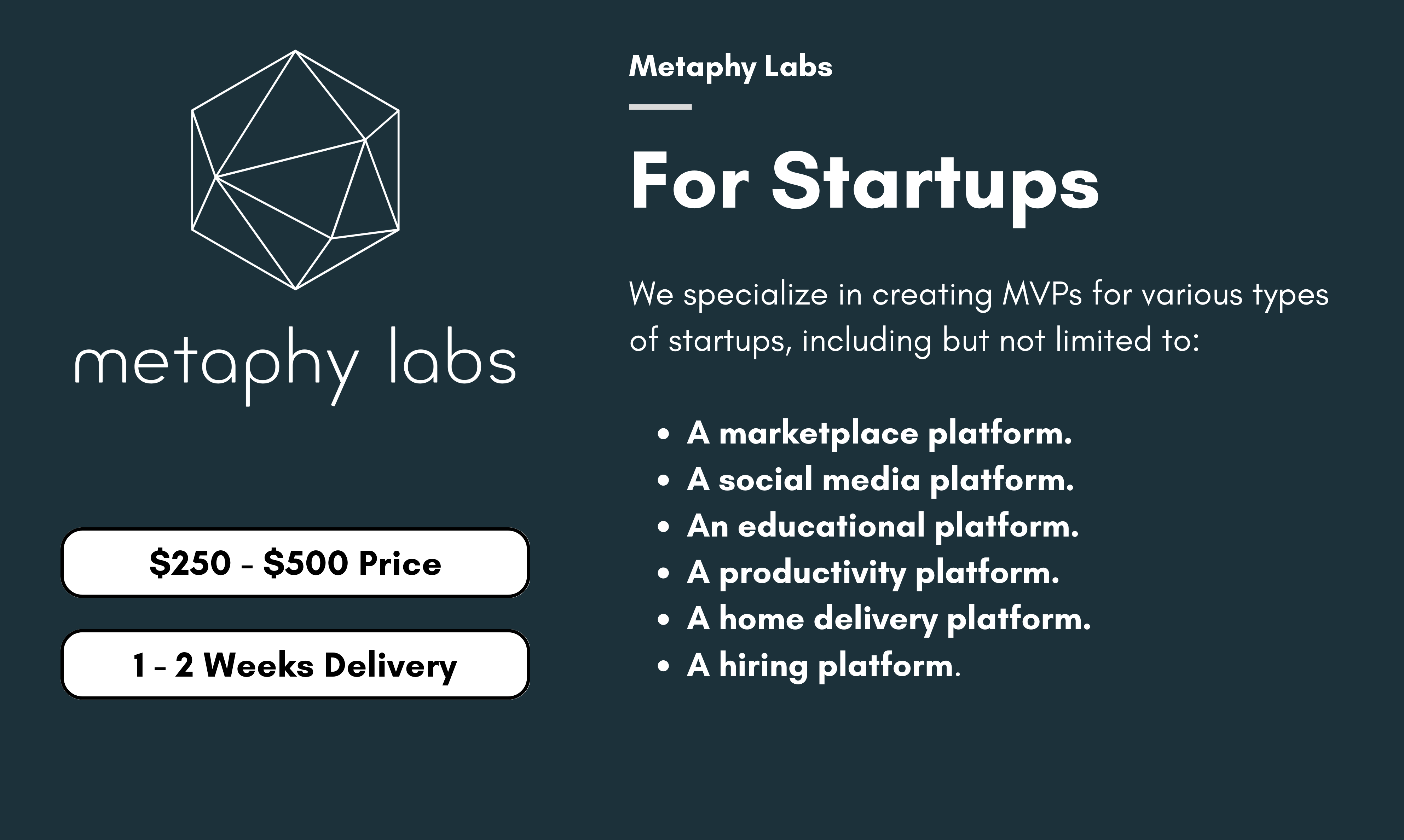 Метафические лаборатории - Пользовательское приложение MVP доставлено за 2 недели за 250 - 500 долларов. медиа 2