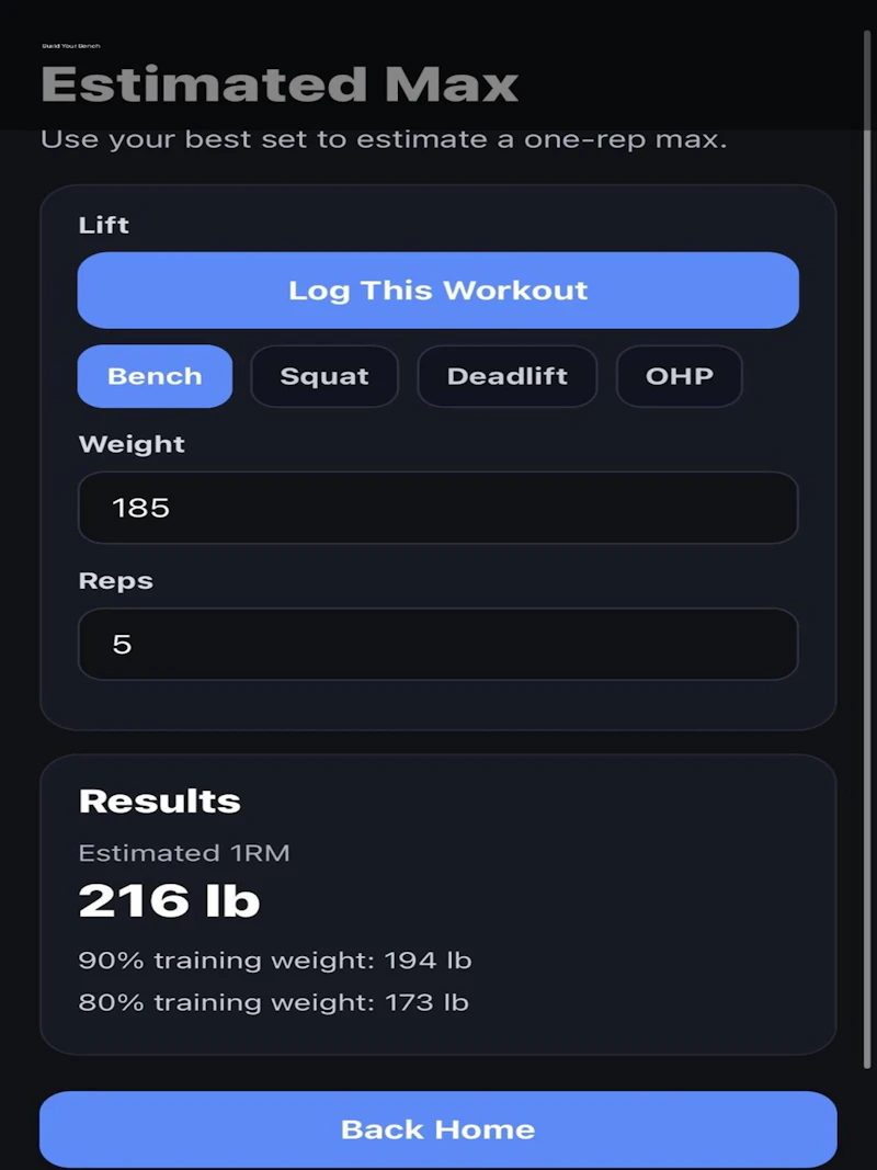 LiftCalc screenshot 2