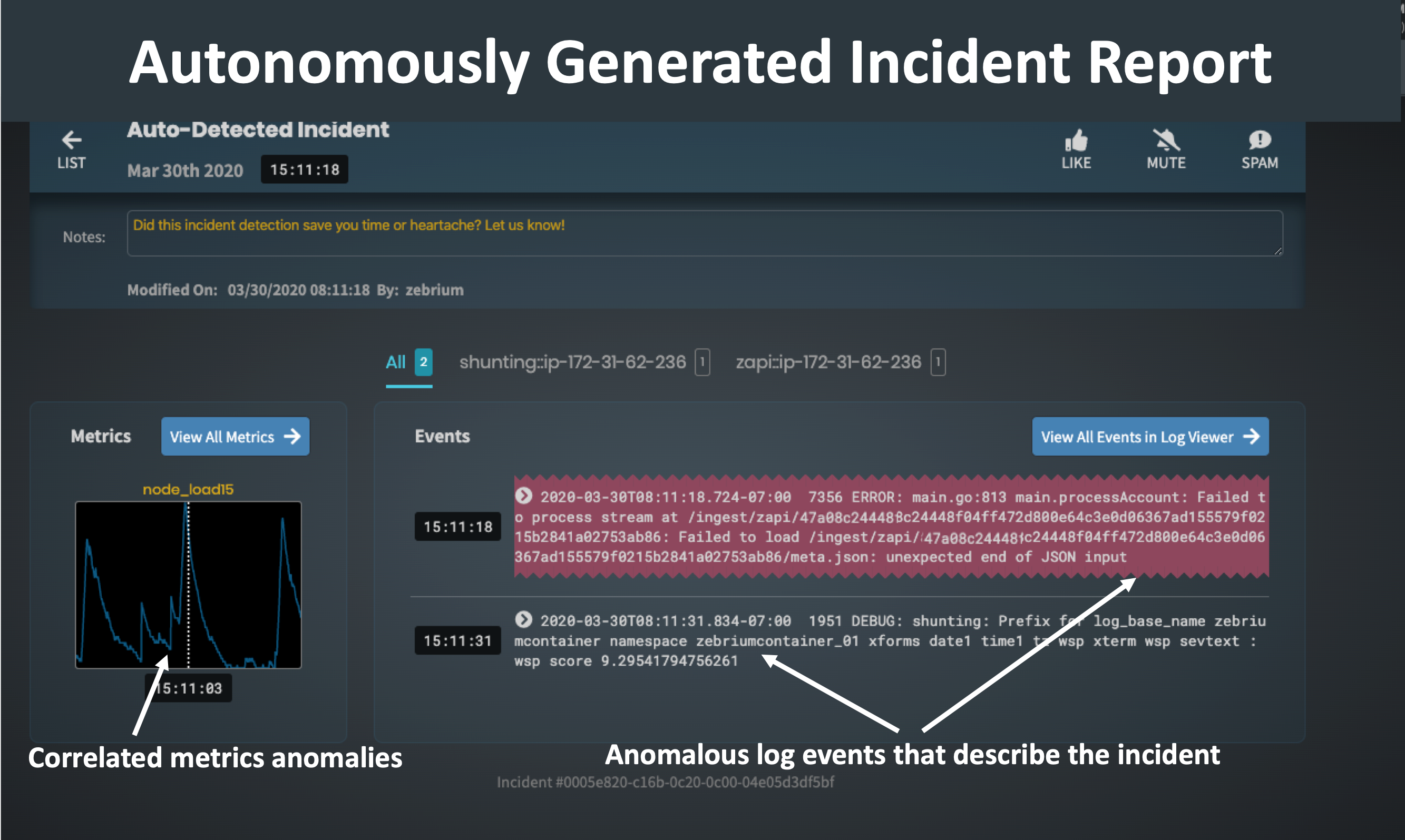 Zebrium Autonomous Monitoring gallery image