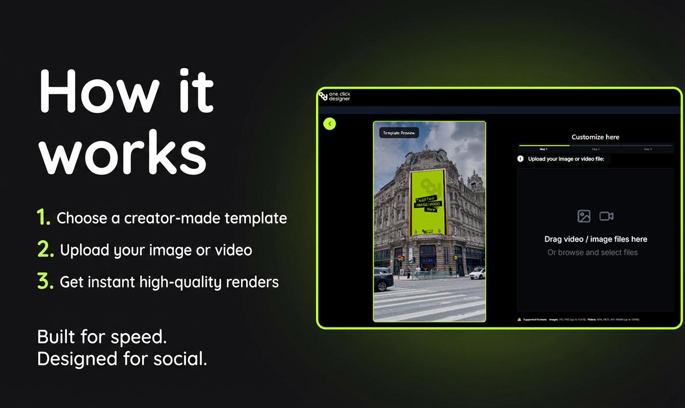 One Click Designer - Screenshot 2 showing product features and functionality
