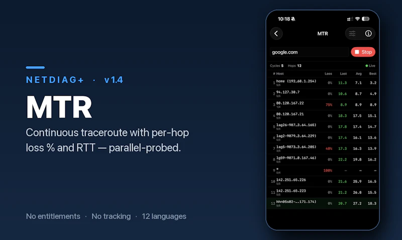 NetDiag+ screenshot 2