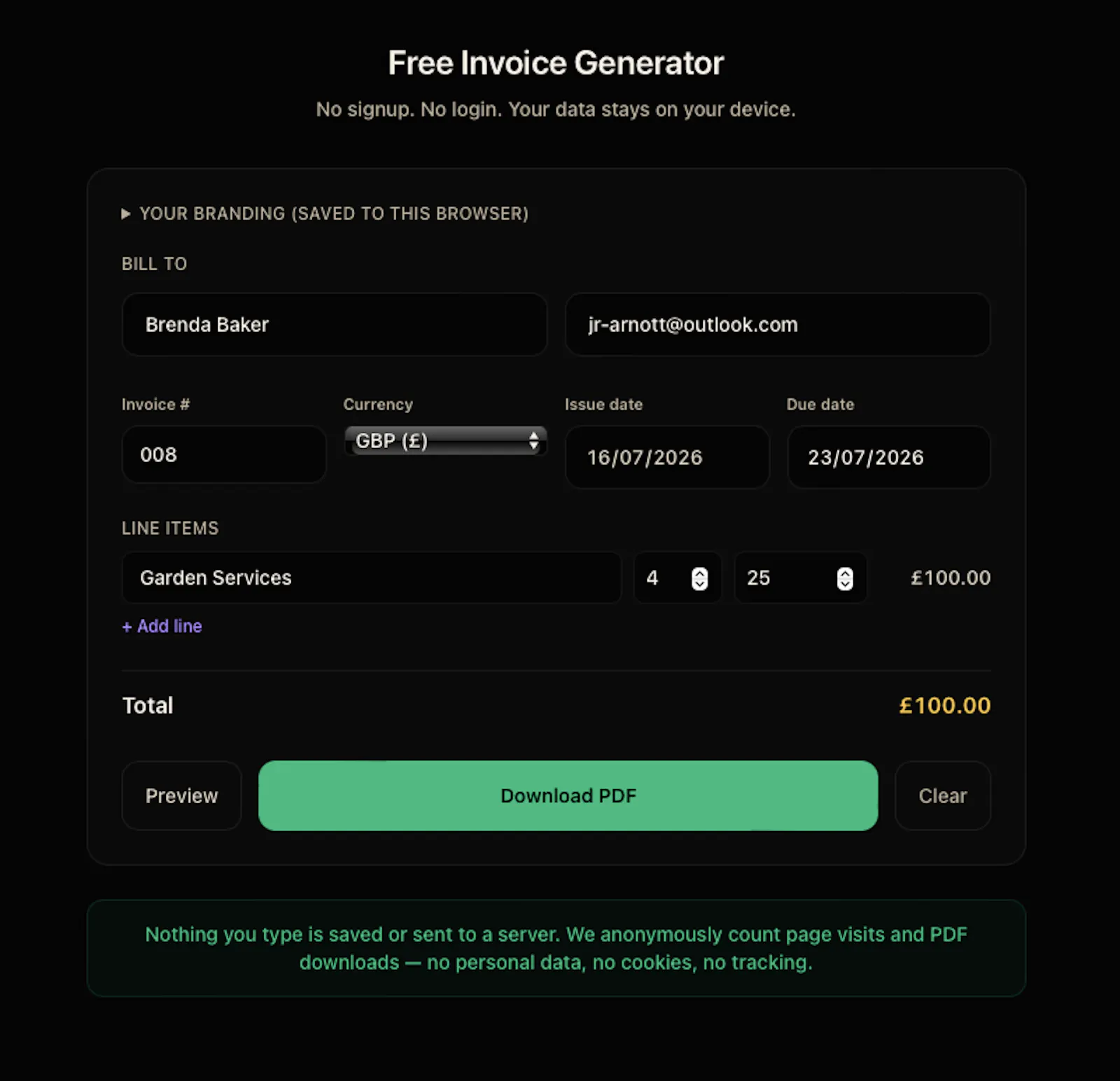 Bosly Invoice Generator screenshot 1