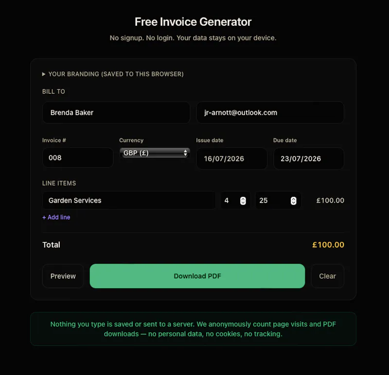 Bosly Invoice Generator screenshot 1