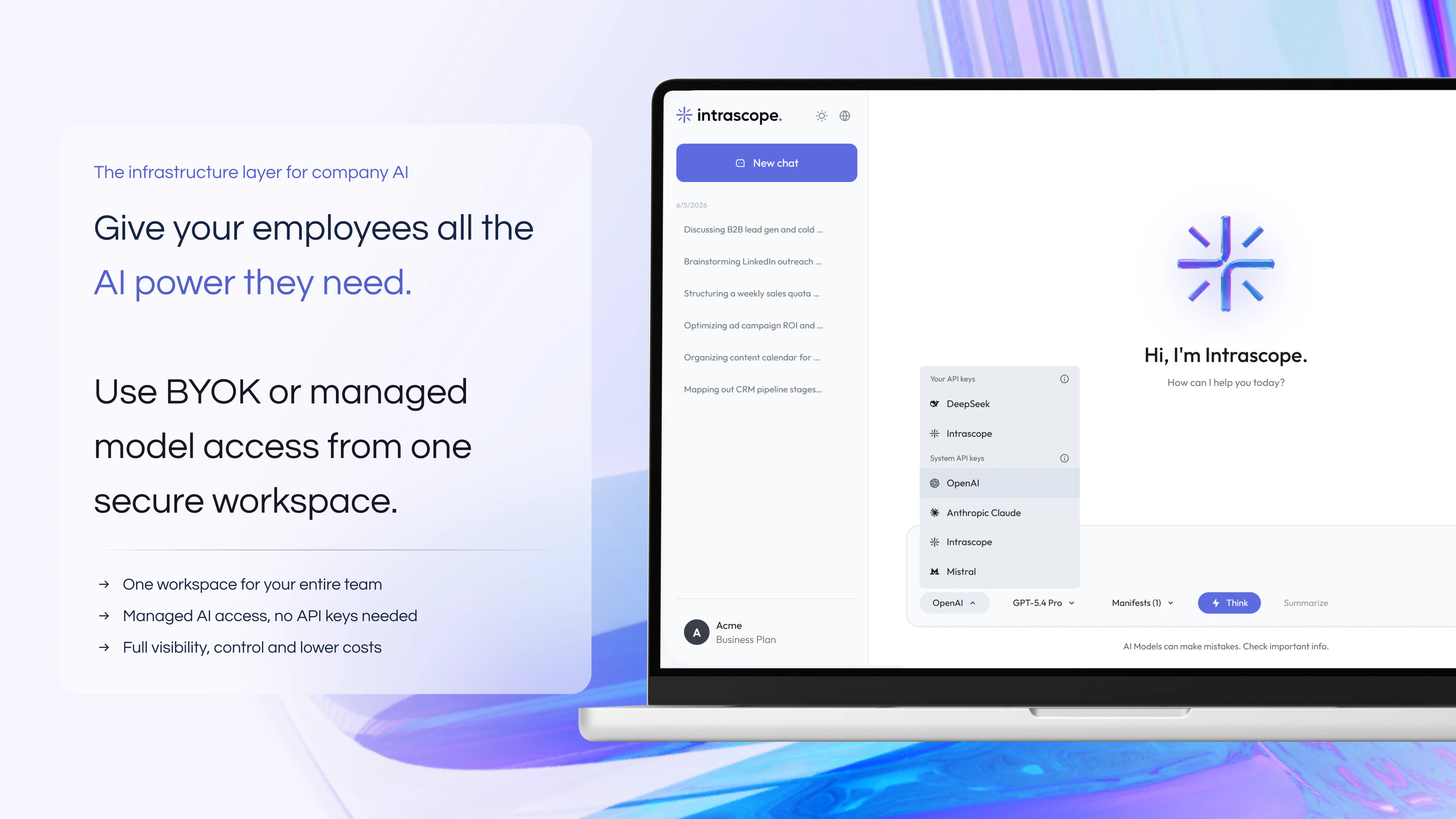 Intrascope: BYOK + Managed AI for Teams screenshot 1