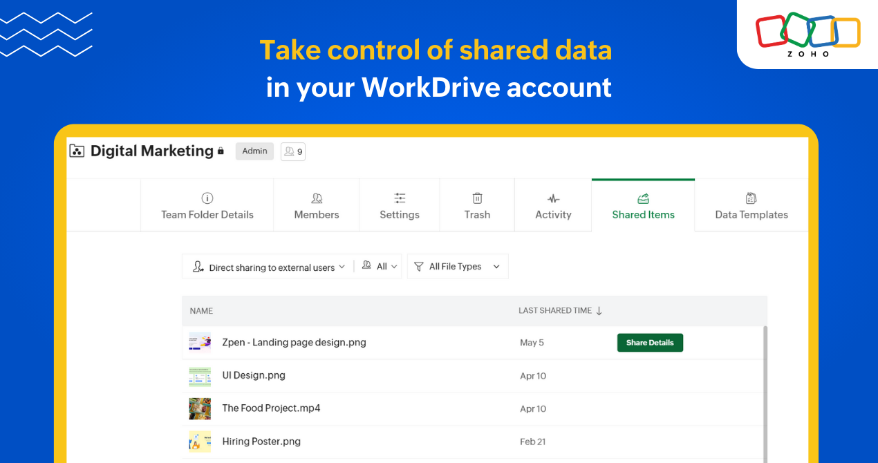 Zoho WorkDrive 4.0 - 現代チーム向けの安全なドキュメント管理ソフトウェアメディア2