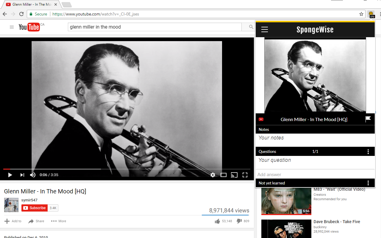 SpongeWise Chrome Extension gallery image