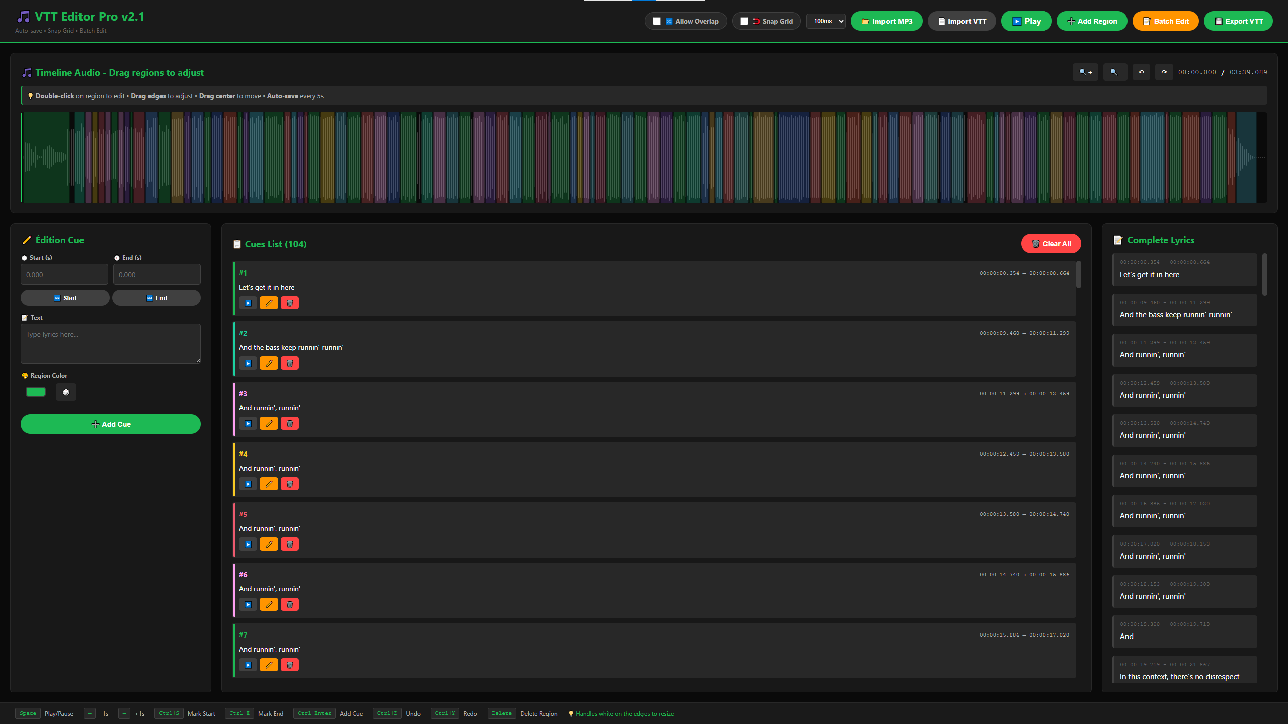 VTT Editor Pro - Screenshot 3 showing product features and functionality