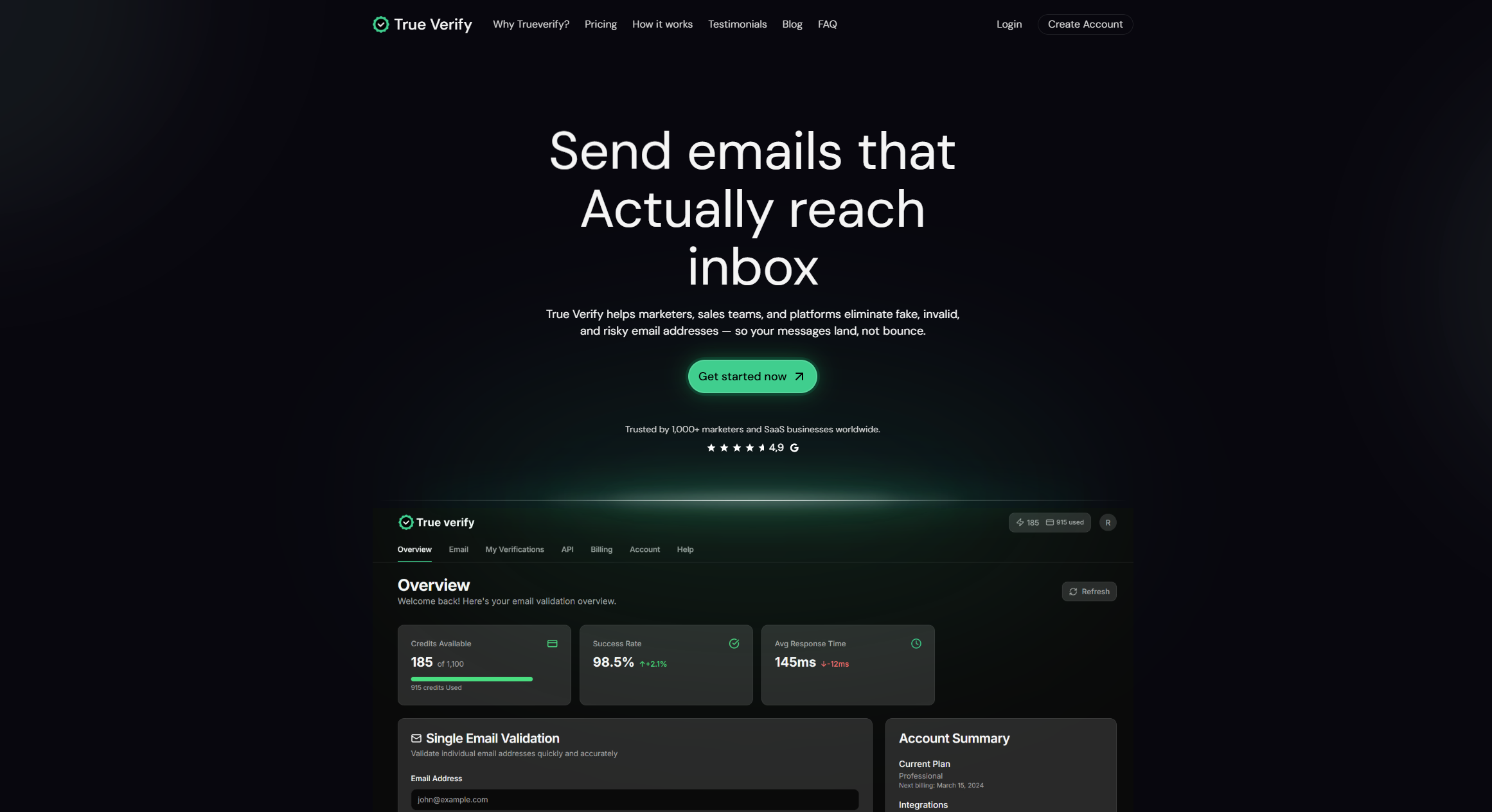 TrueVerify - Main product screenshot demonstrating key features and user interface