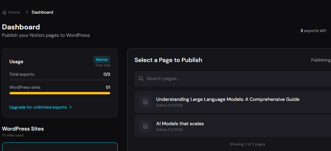 PageToWP - Main product screenshot demonstrating key features and user interface