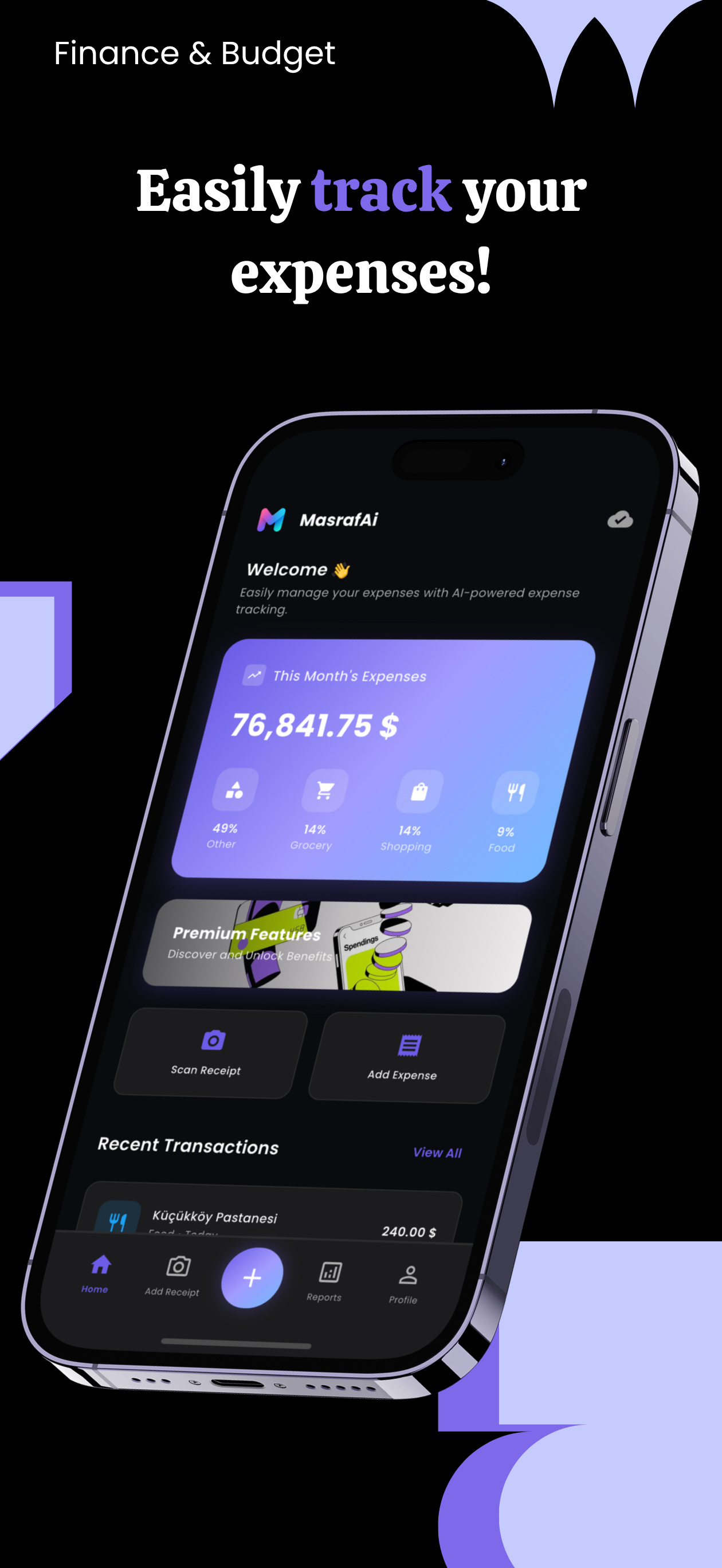 MasrafAi - Expense Tracking - Main screenshot showing features and interface