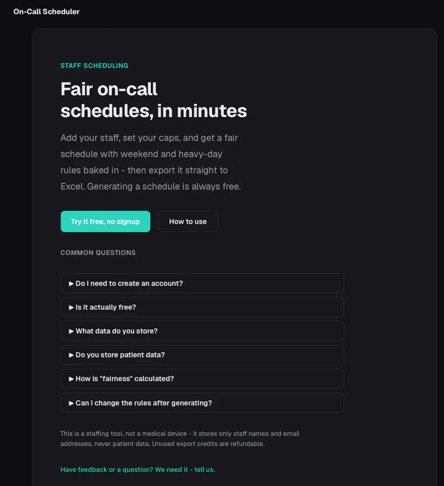 Fair on-call schedules, in minutes gallery image