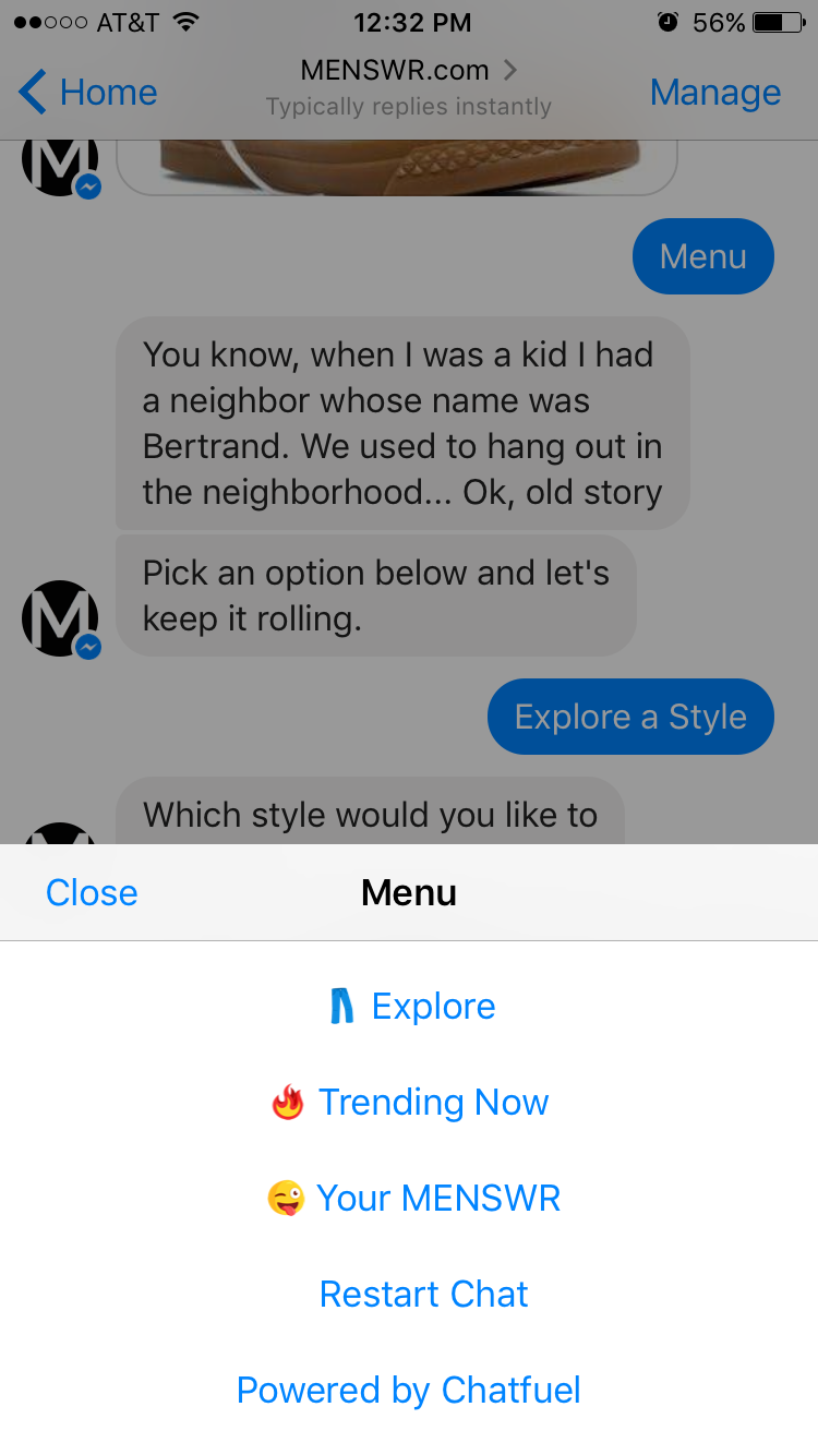 MENSWR Facebook Messenger App gallery image