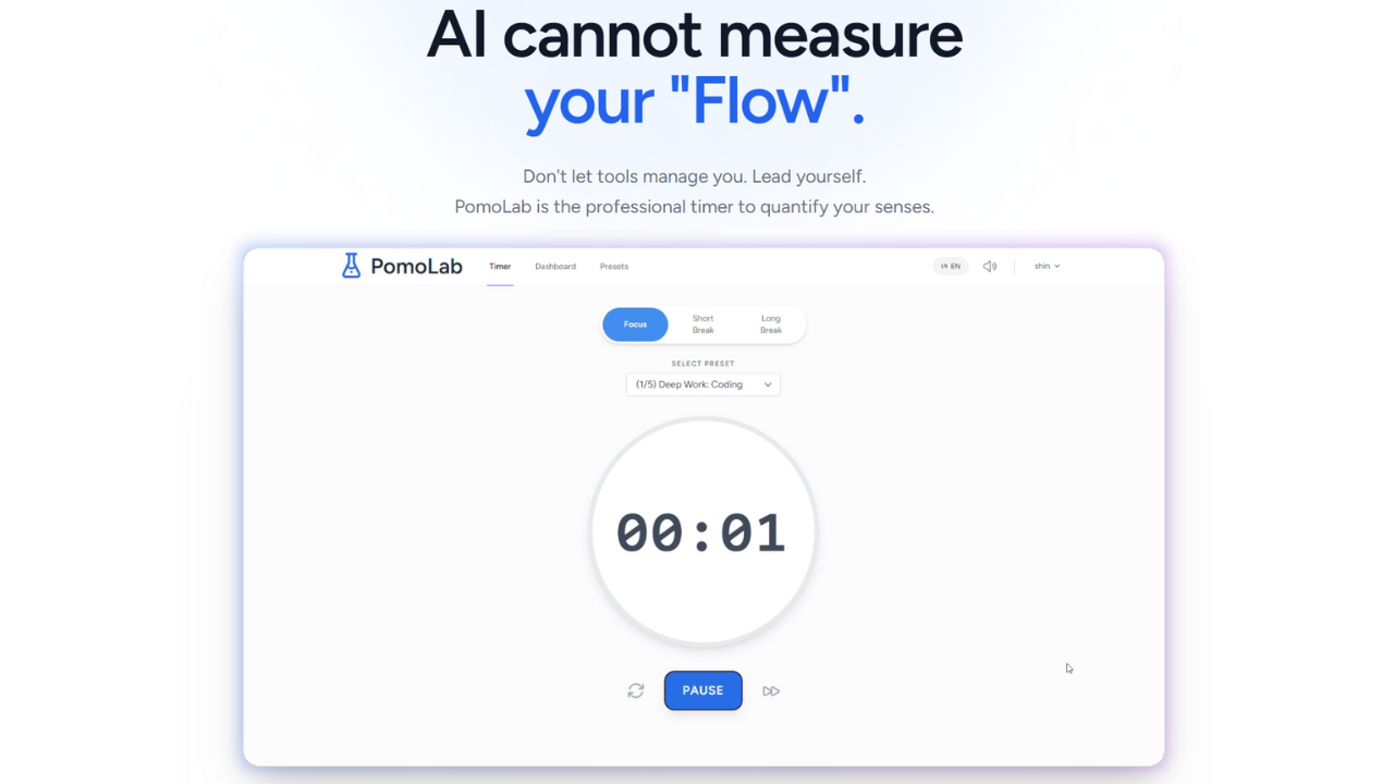 PomoLab - Main product screenshot demonstrating key features and user interface