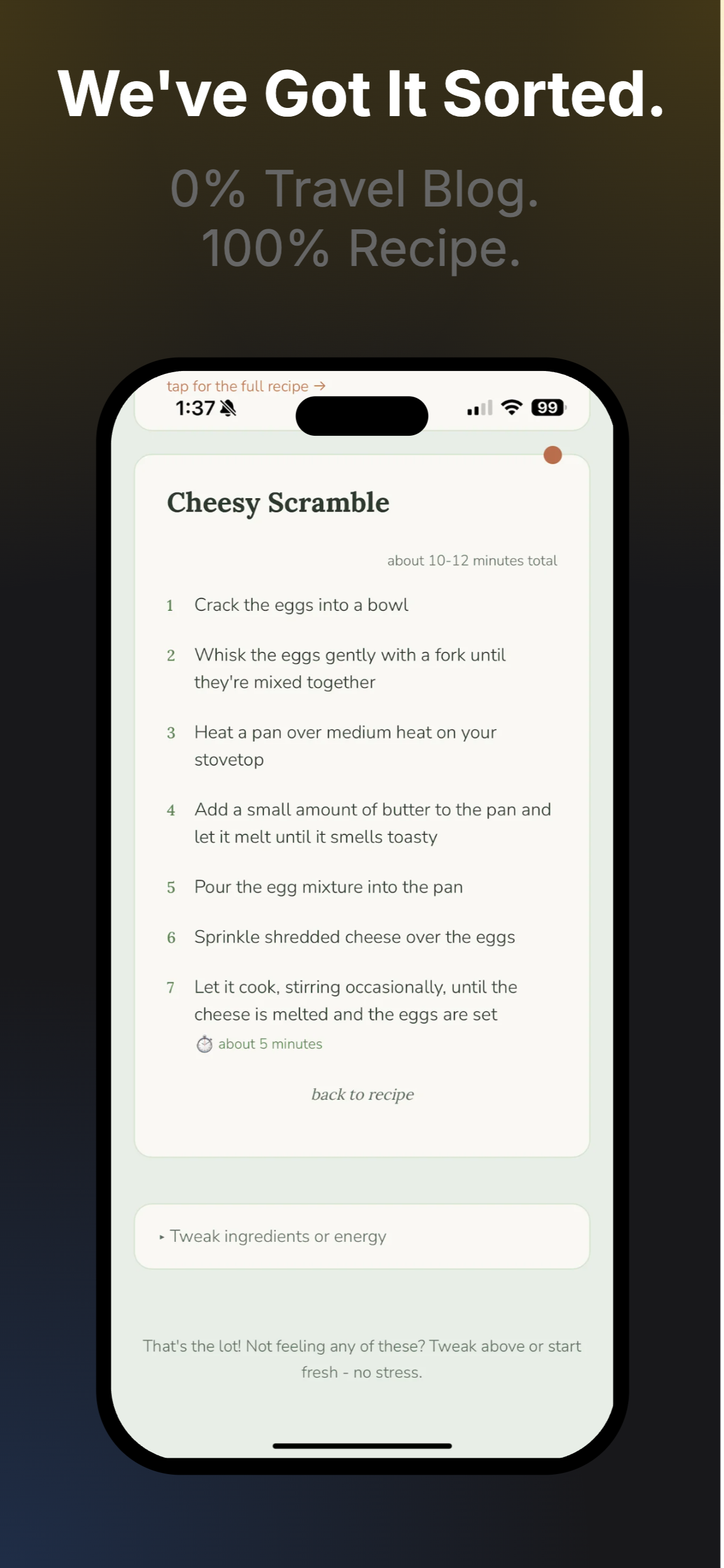Just Tell Me What To Cook - Screenshot 3 showing product features and functionality