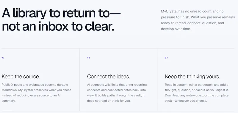 MyCrystal — X posts and web to Markdown screenshot 4