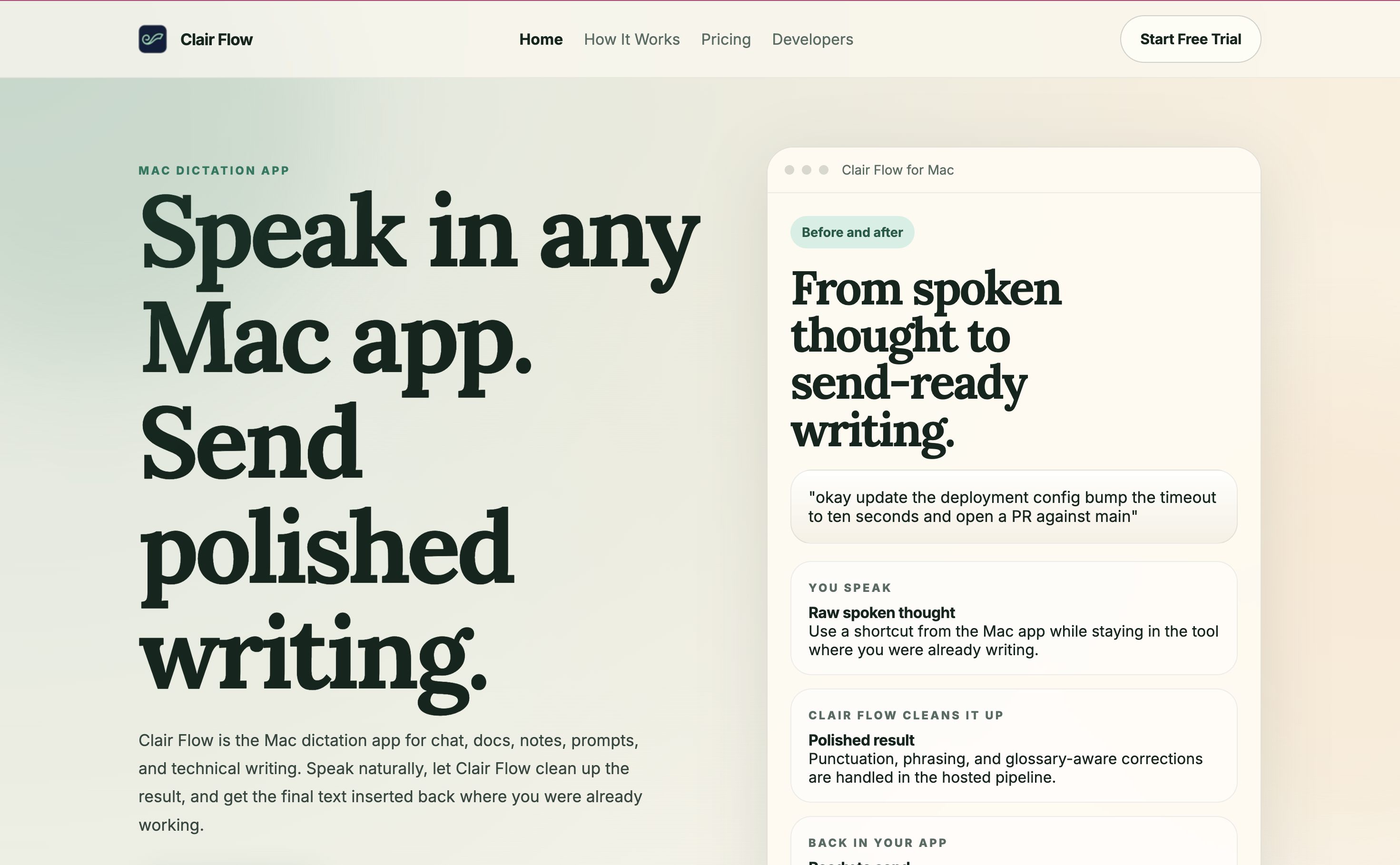 Clair Flow - Main product screenshot demonstrating key features and user interface