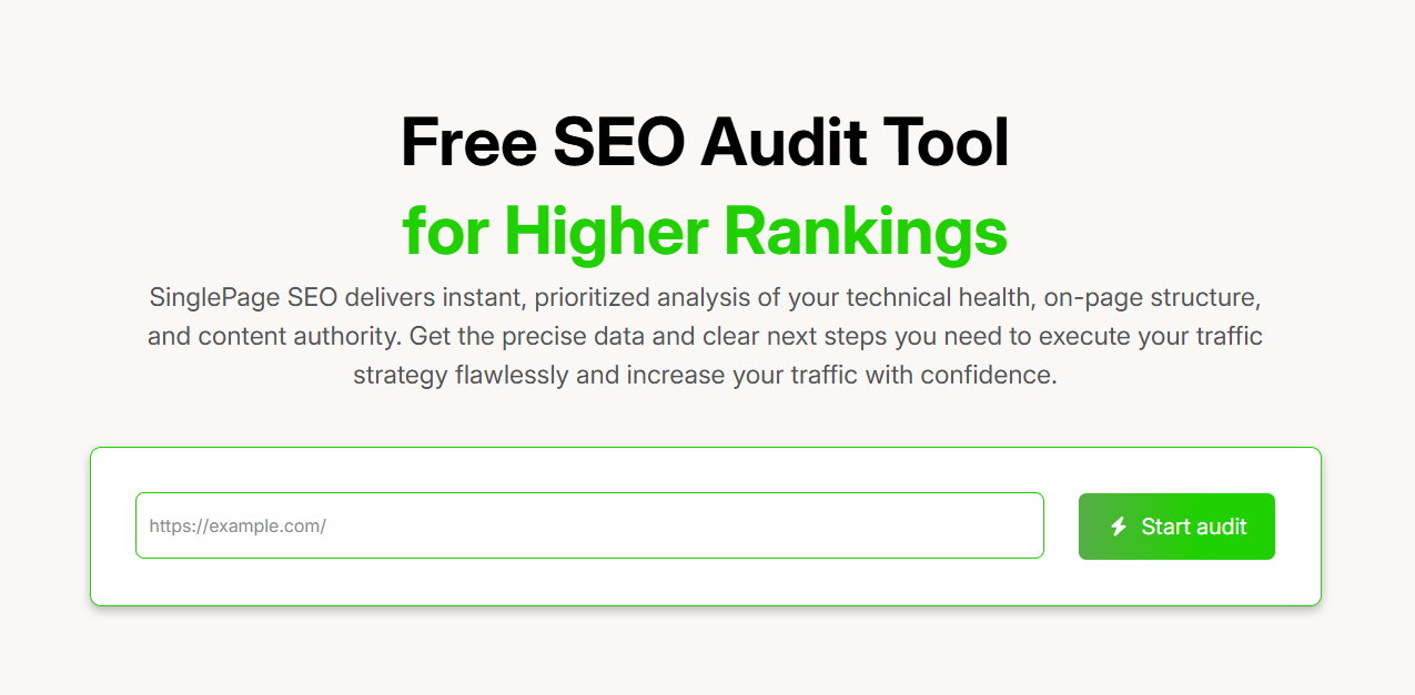 SinglePage SEO - Screenshot 2 showing product features and functionality