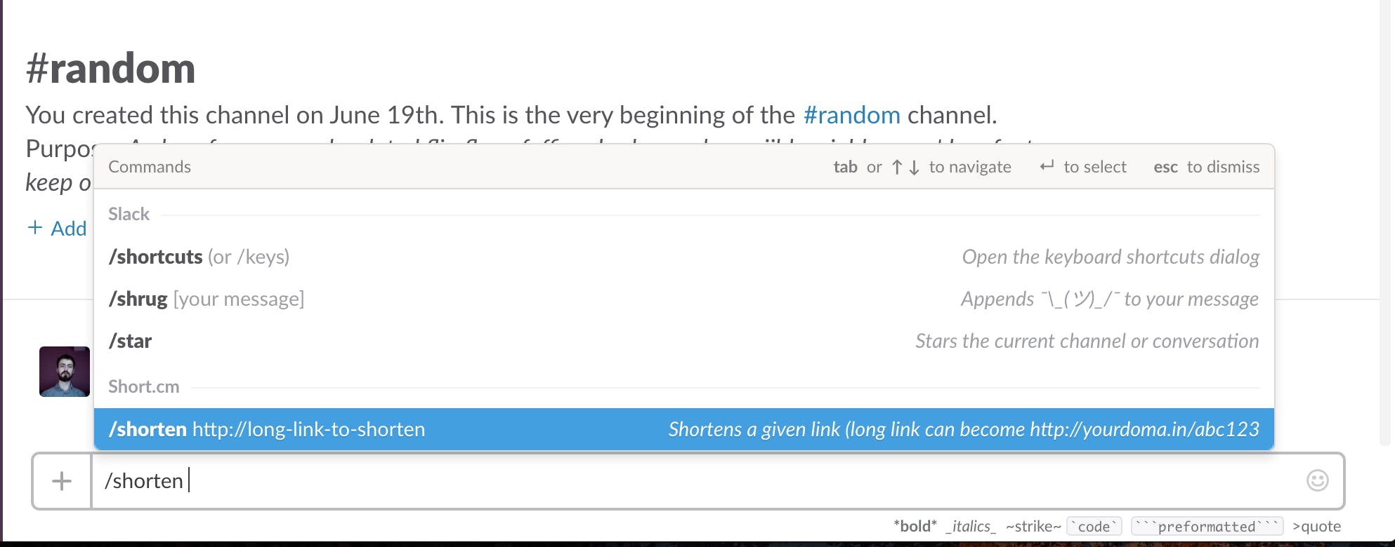 Short.cm Slack plugin media 1