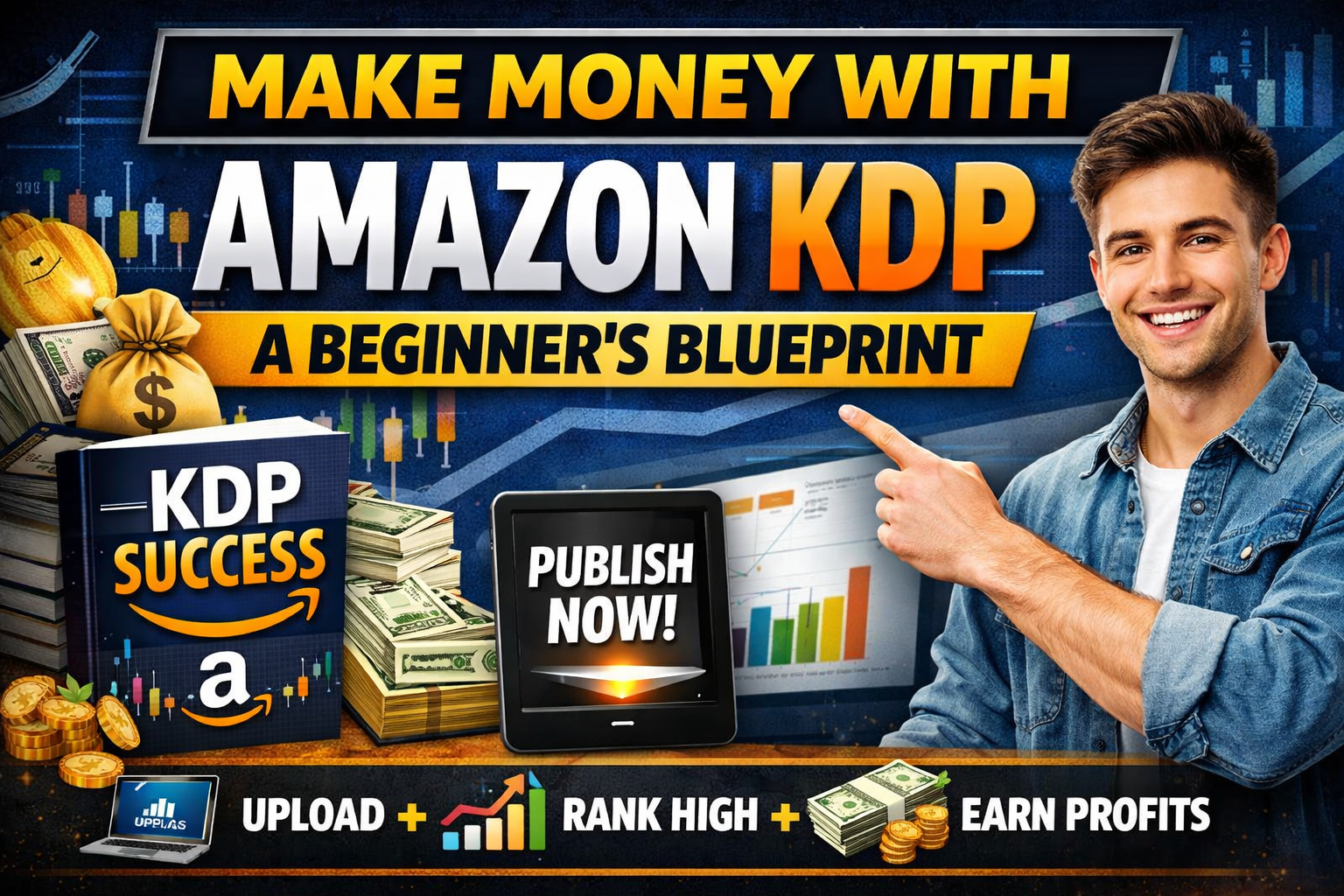 Make A Money With Amazon Kdp  - Product Hunt launch logo and brand identity