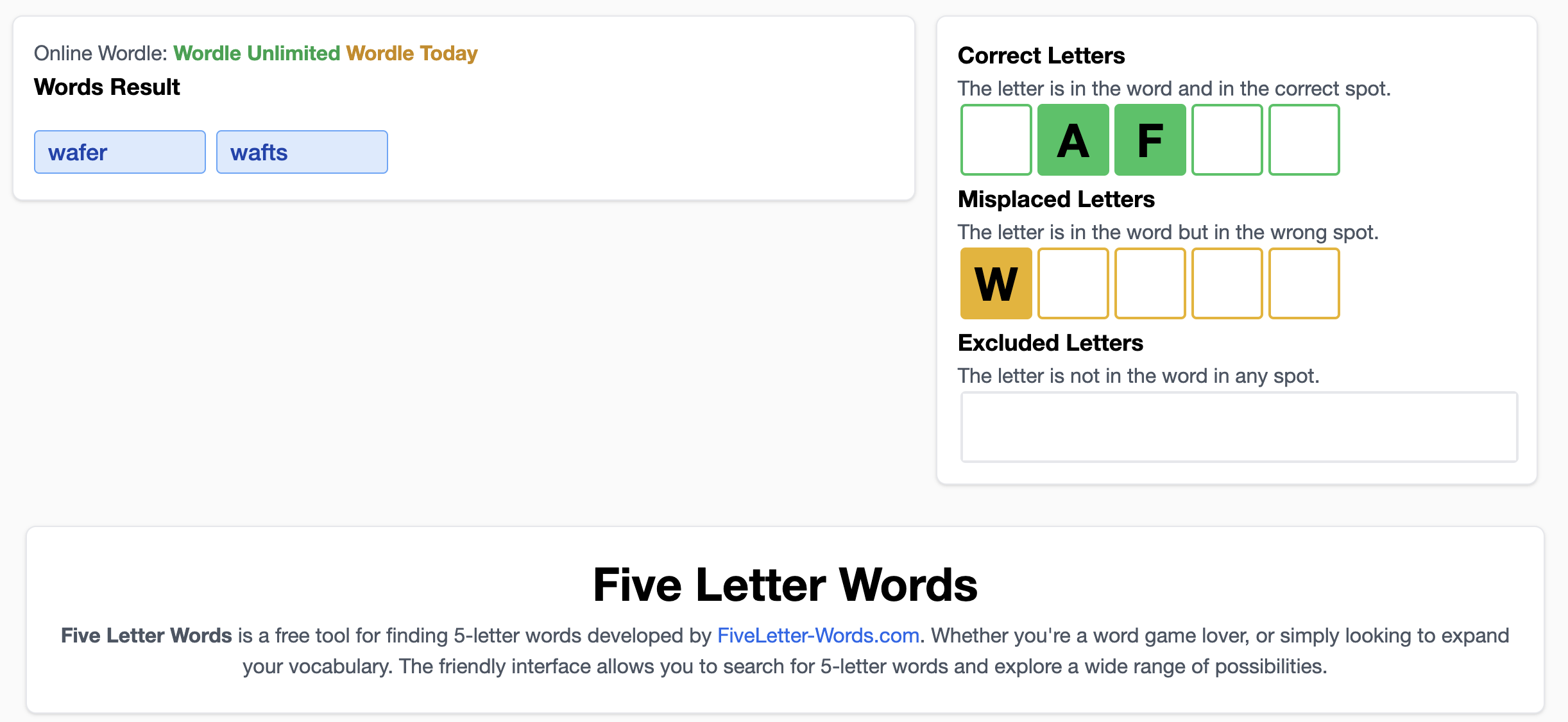 Vijf letterwoorden - Vijf letterwoorden filter voor een puzzel van een worp media 2