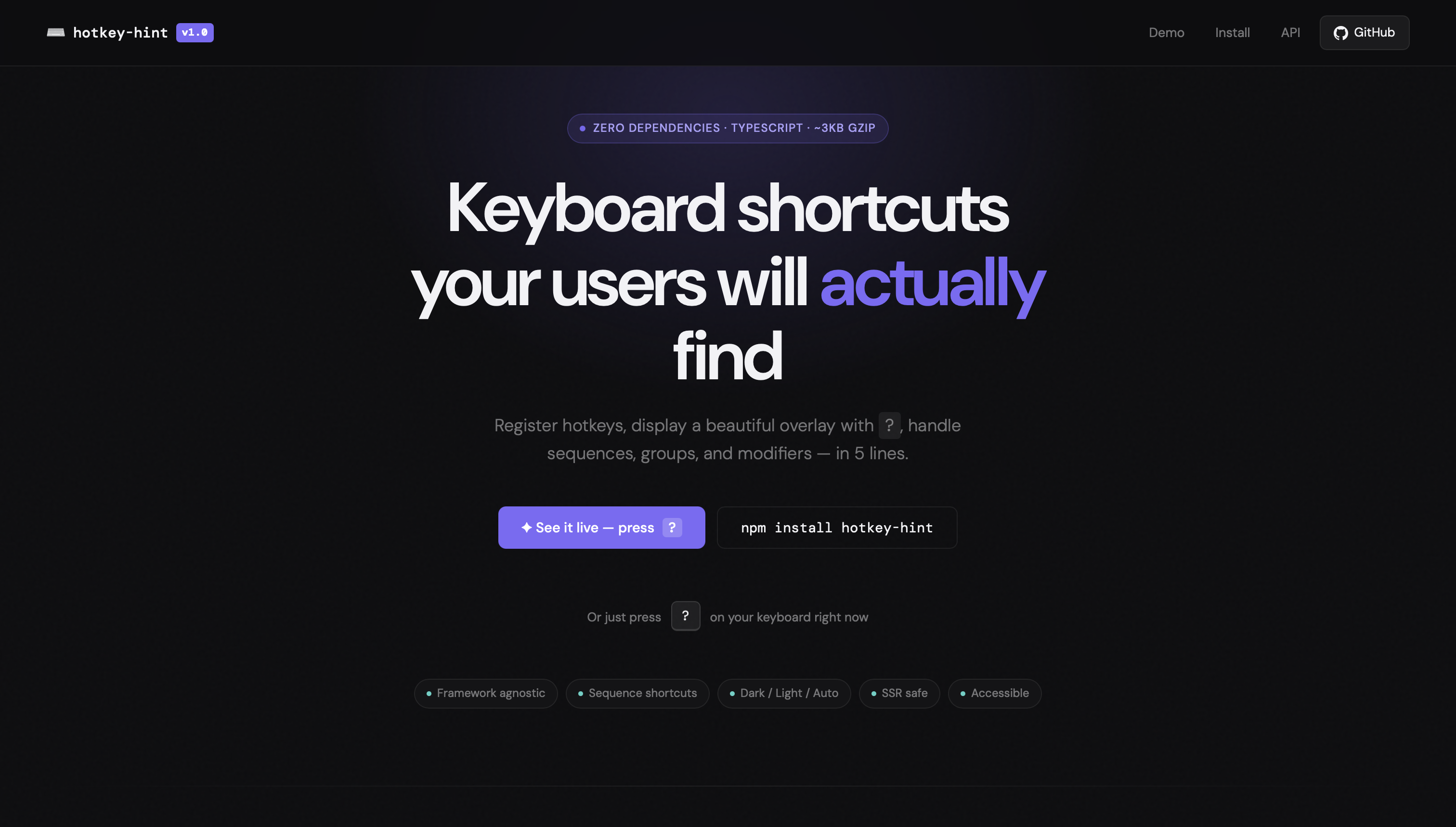 hotkey-hint - Main product screenshot demonstrating key features and user interface