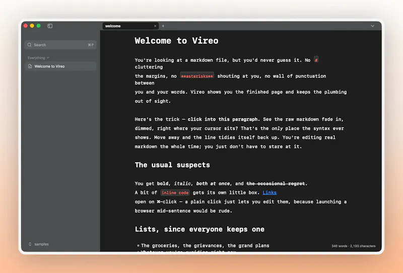 Vireo - Simple Markdown Editor for MacOS screenshot 2