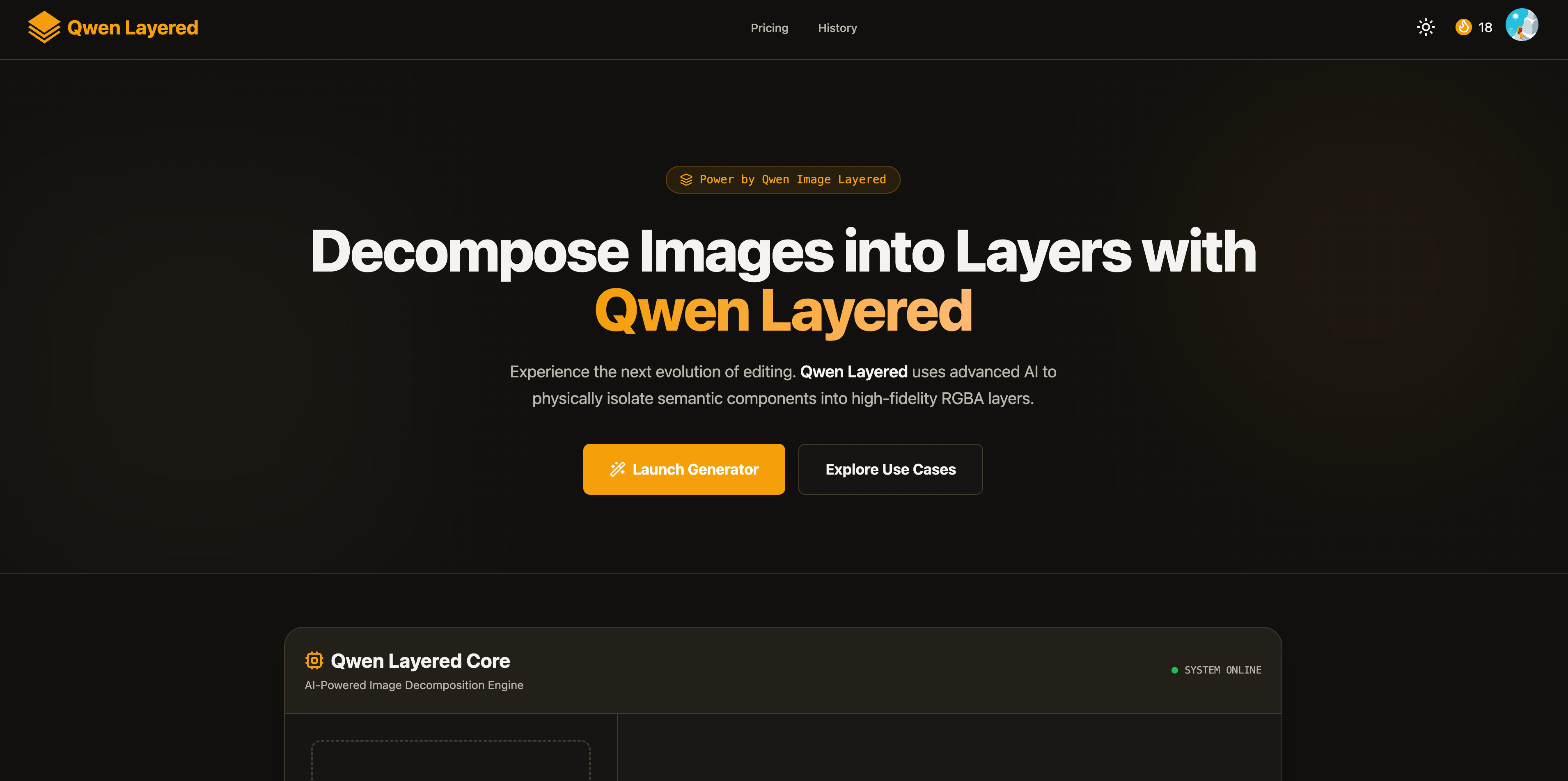 Qwen Layered - Screenshot 2 showing product features and functionality