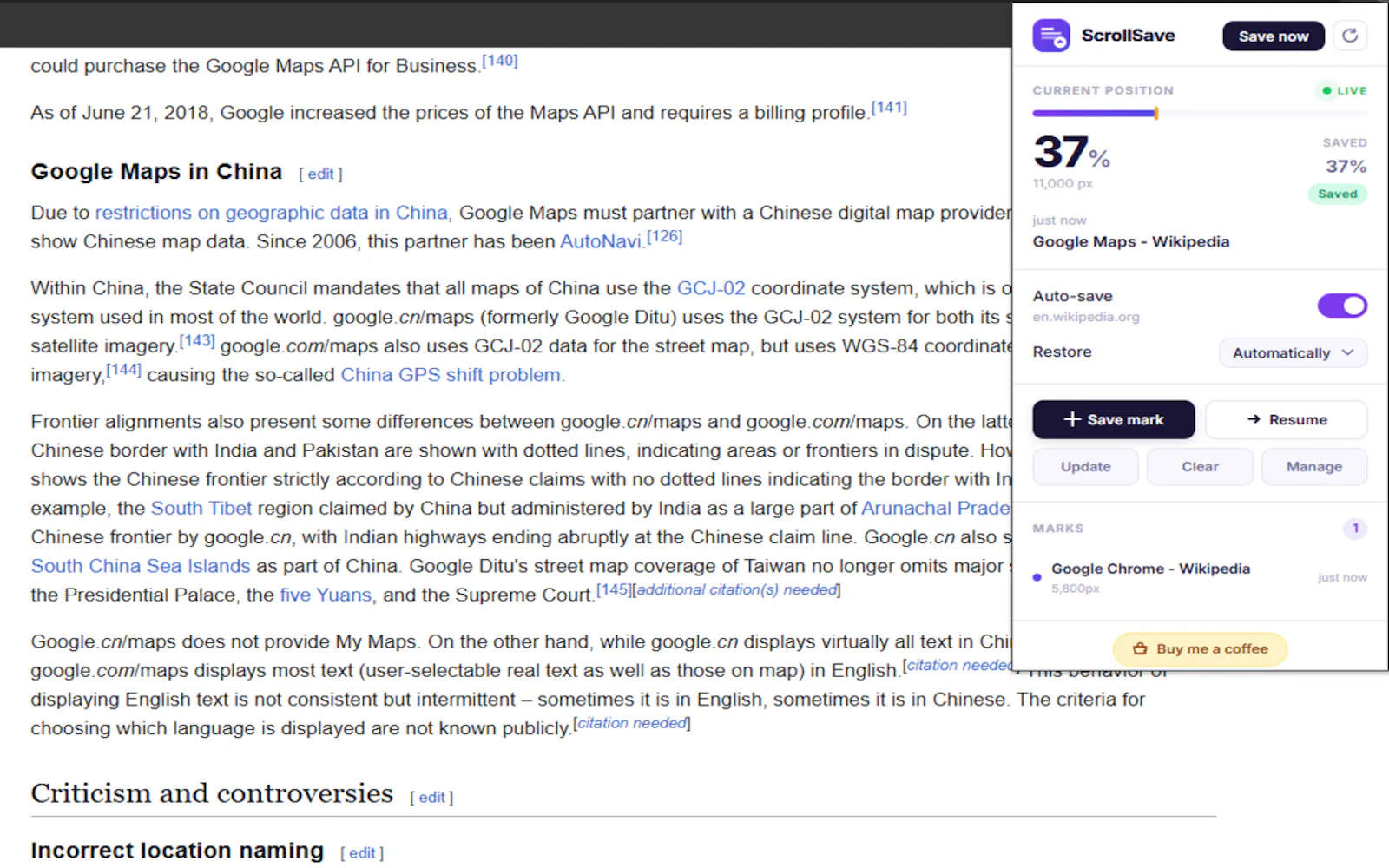 Scroll Position Saver screenshot 2