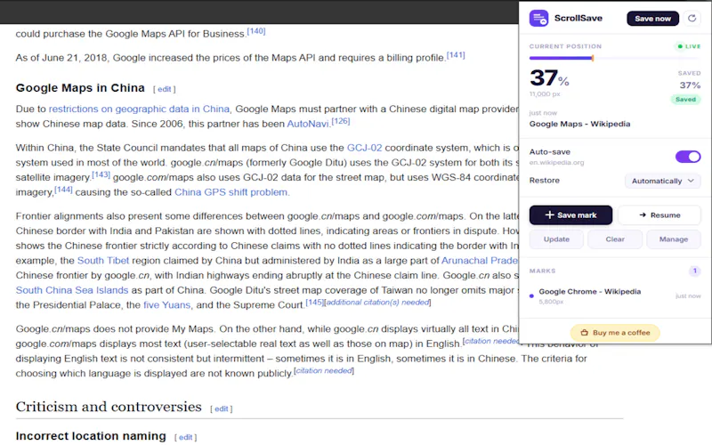 Scroll Position Saver screenshot 2