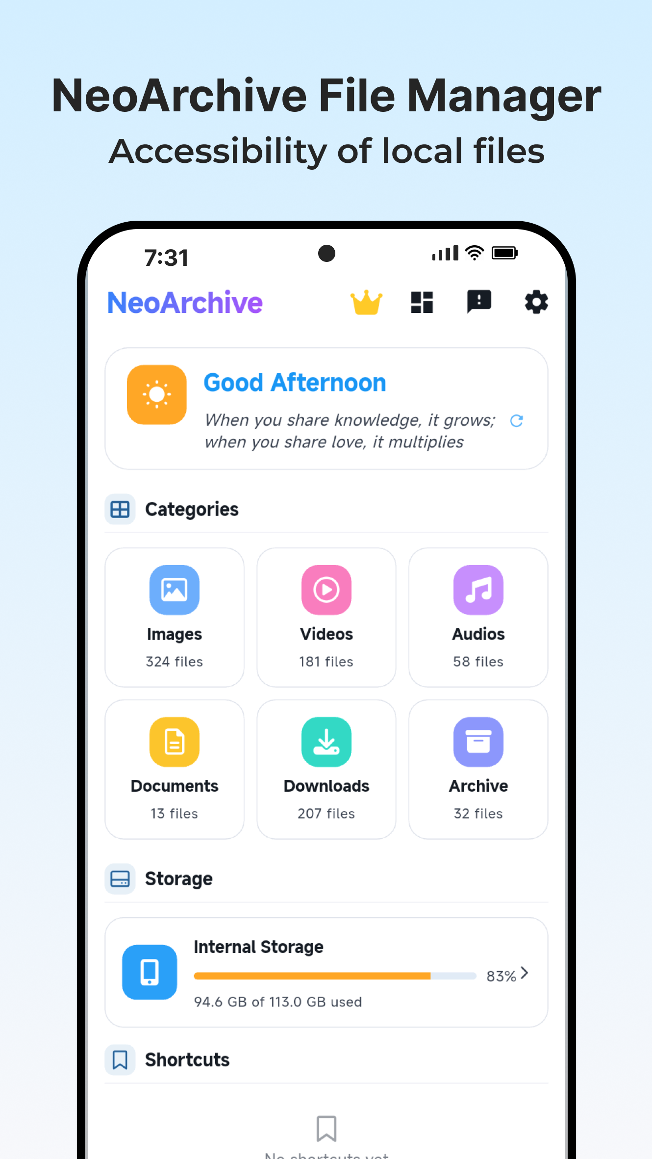 NeoArchive: File Manager - Main product screenshot demonstrating key features and user interface