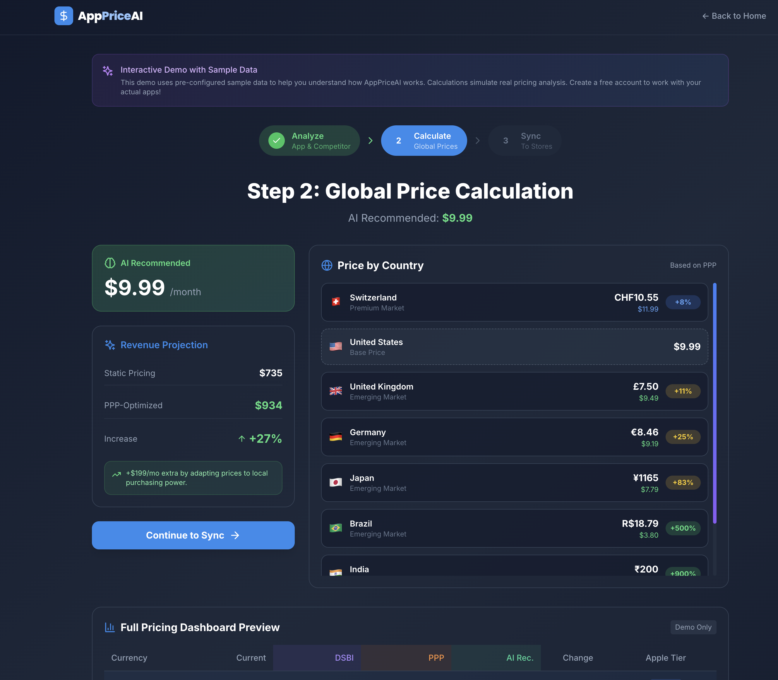 AppPriceAI - Screenshot 2 showing product features and functionality