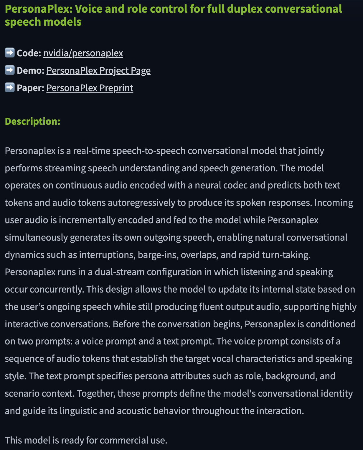 PersonaPlex by NVIDIA - Screenshot 2 showing product features and functionality
