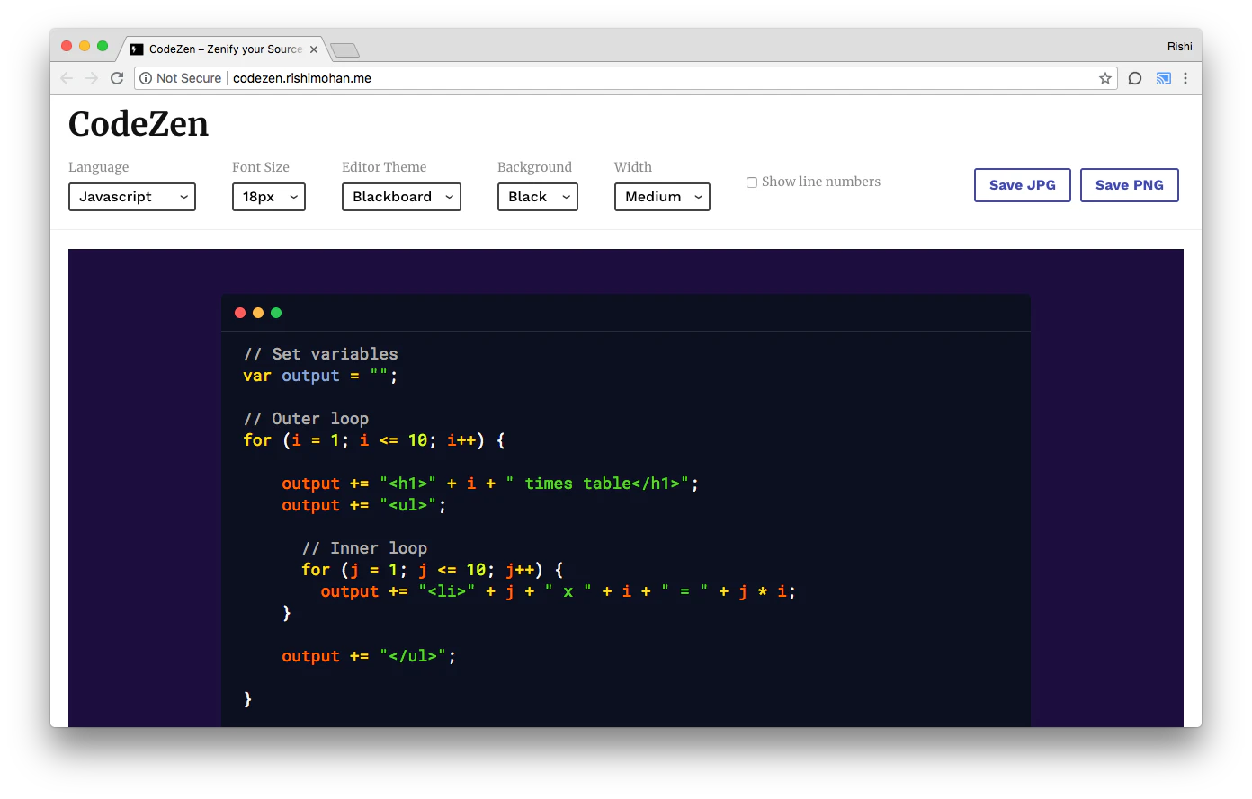 CodeZen Generate Shareable And Elegant Image From Your Source Code Product Hunt