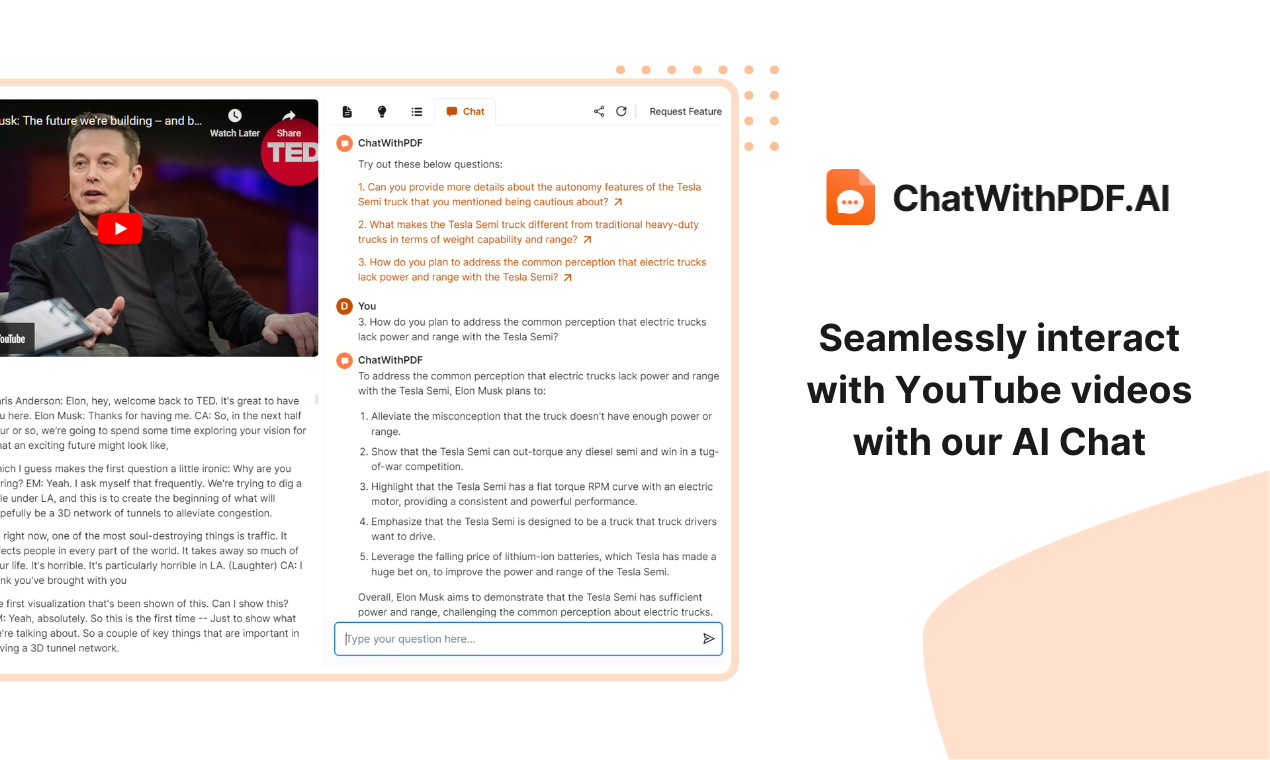 chatwithpdf의 YouTube 비디오와 채팅 - YouTube 비디오를 채팅하고 요약하십시오 미디어 4